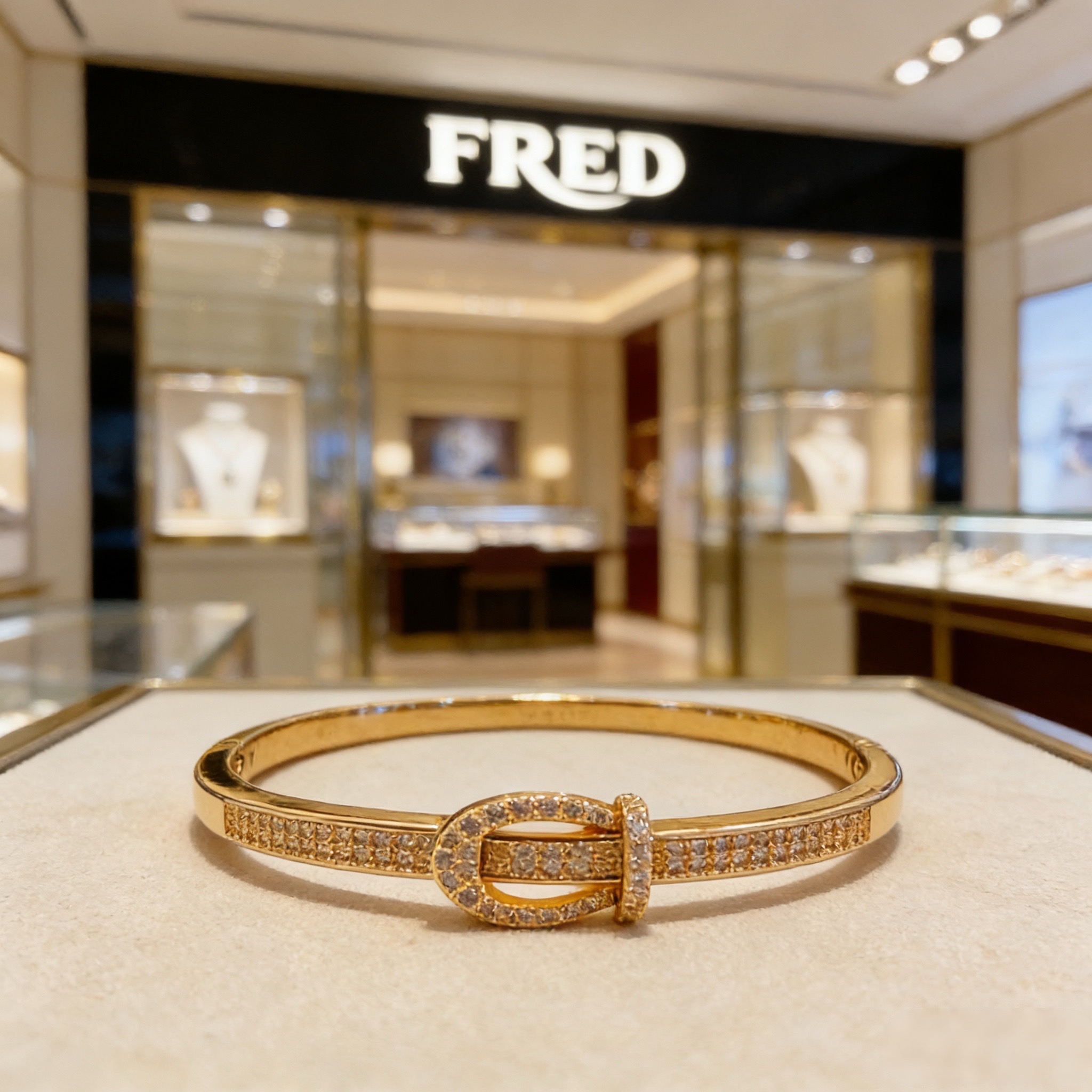 Fred 火爆 𝗙𝗥𝗘𝗗 费雷德满钻马蹄扣手镯 百搭 达人 一族备必‬单品 1：1对版定制