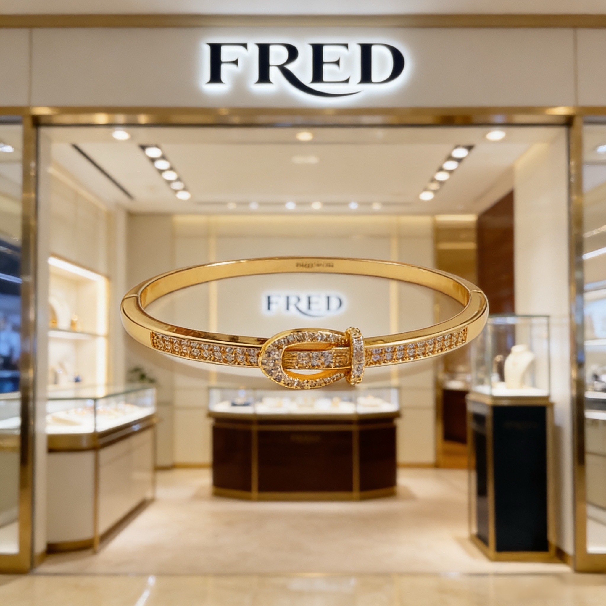 Fred 火爆 𝗙𝗥𝗘𝗗 费雷德满钻马蹄扣手镯 百搭 达人 一族备必‬单品 1：1对版定制