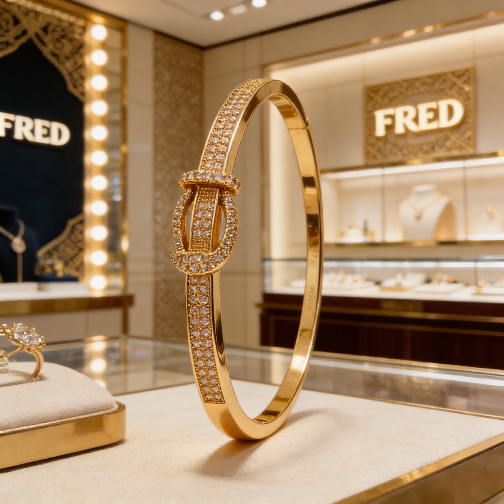Fred 火爆 𝗙𝗥𝗘𝗗 费雷德满钻马蹄扣手镯 百搭 达人 一族备必‬单品 1：1对版定制