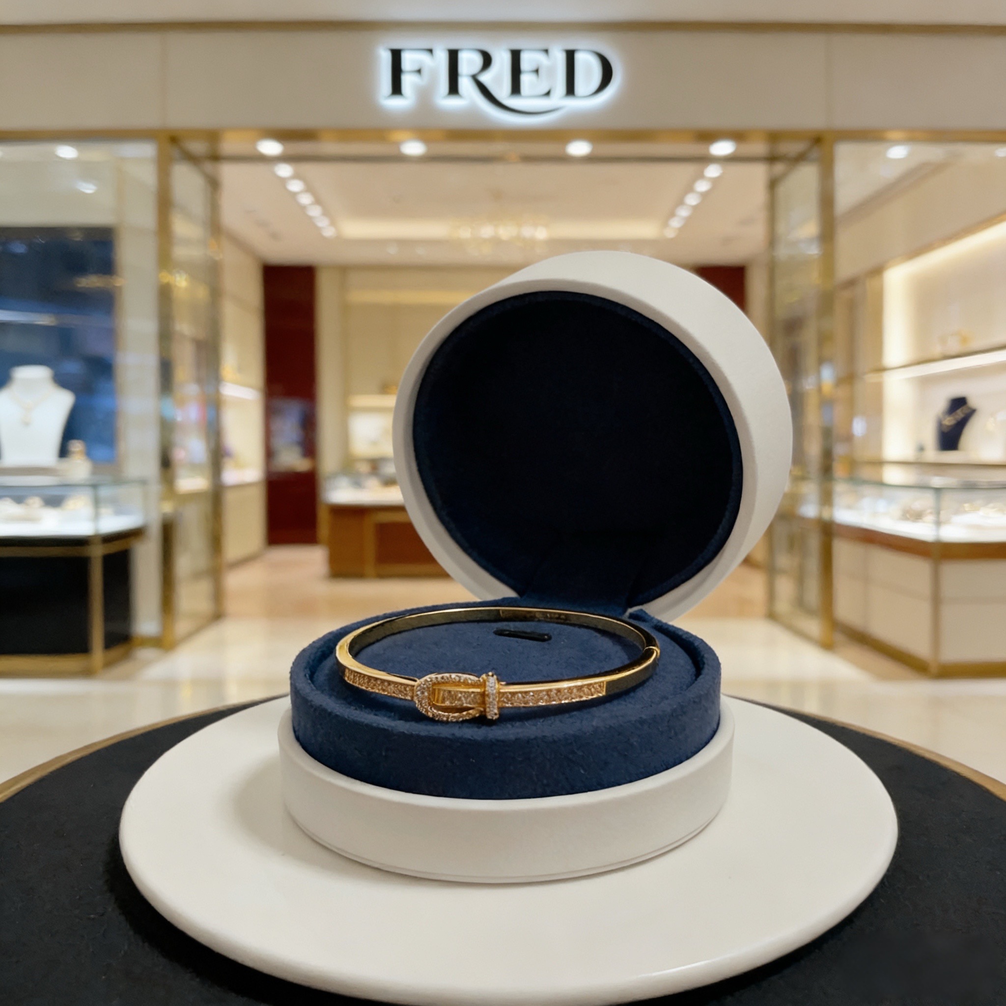 Fred 火爆 𝗙𝗥𝗘𝗗 费雷德满钻马蹄扣手镯 百搭 达人 一族备必‬单品 1：1对版定制