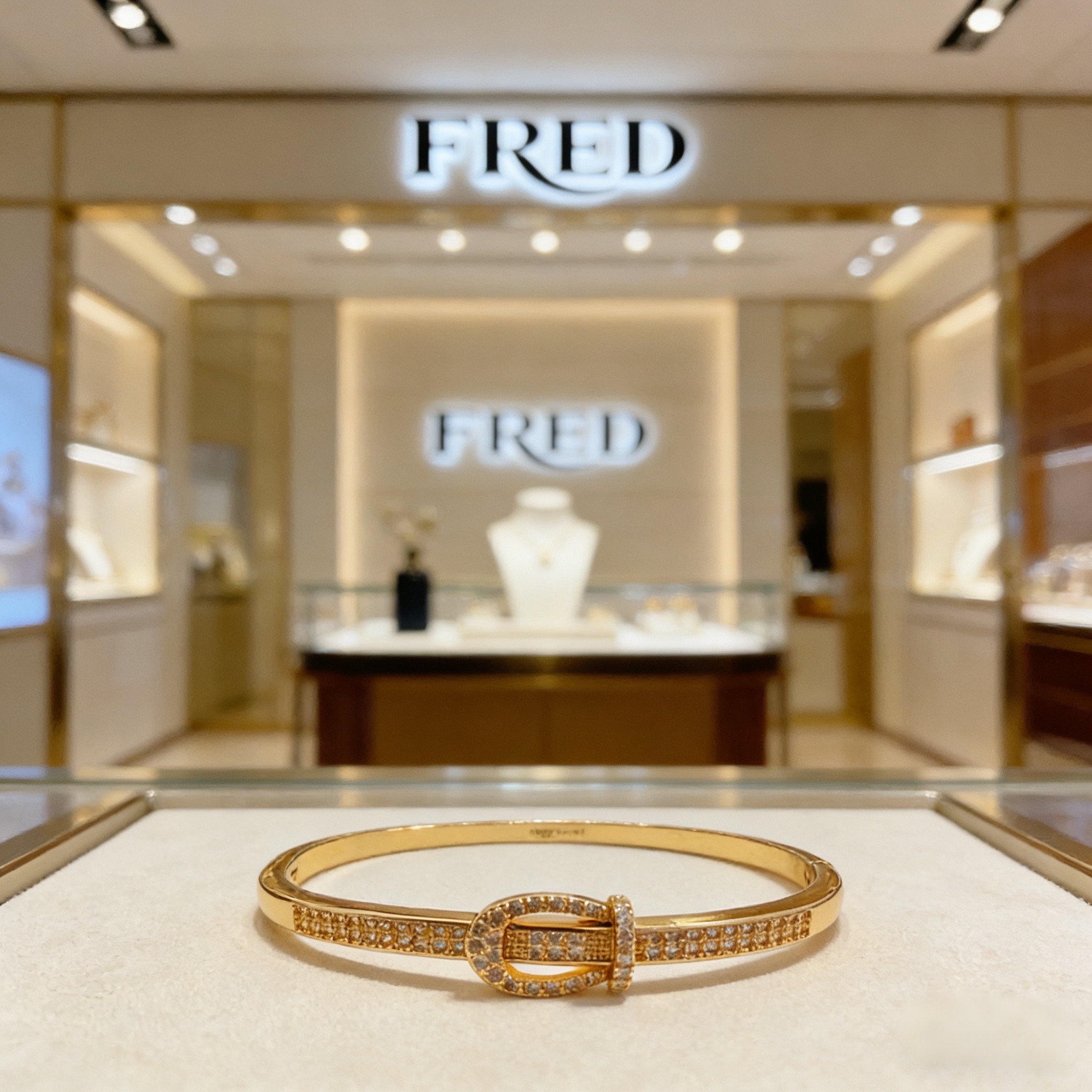 Fred 火爆 𝗙𝗥𝗘𝗗 费雷德满钻马蹄扣手镯 百搭 达人 一族备必‬单品 1：1对版定制