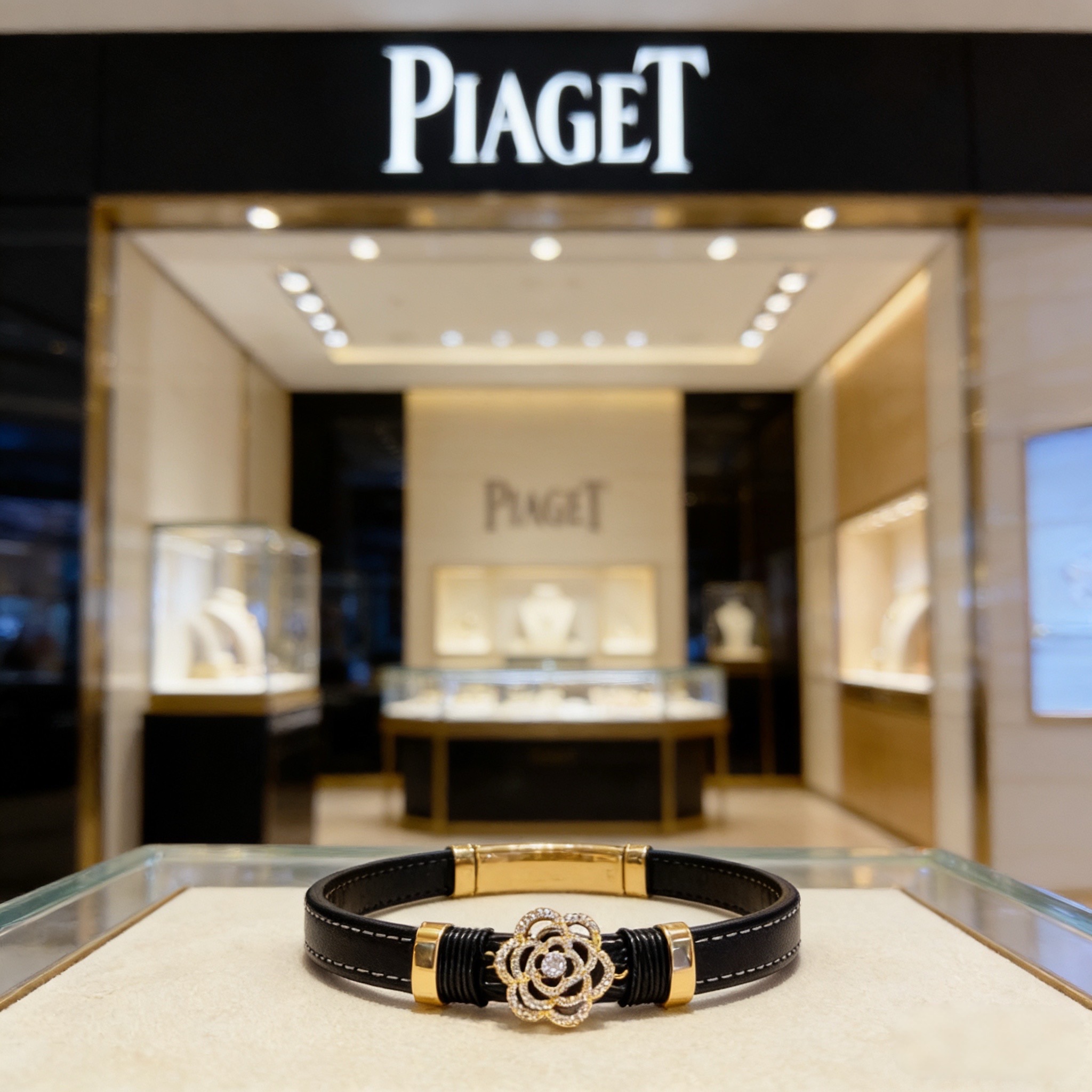 Piaget伯爵手镯 高端定制版本 镶嵌钻工艺 ，V金材质 ，细节处尽显奢华。金属质感与纹理相互映衬，光