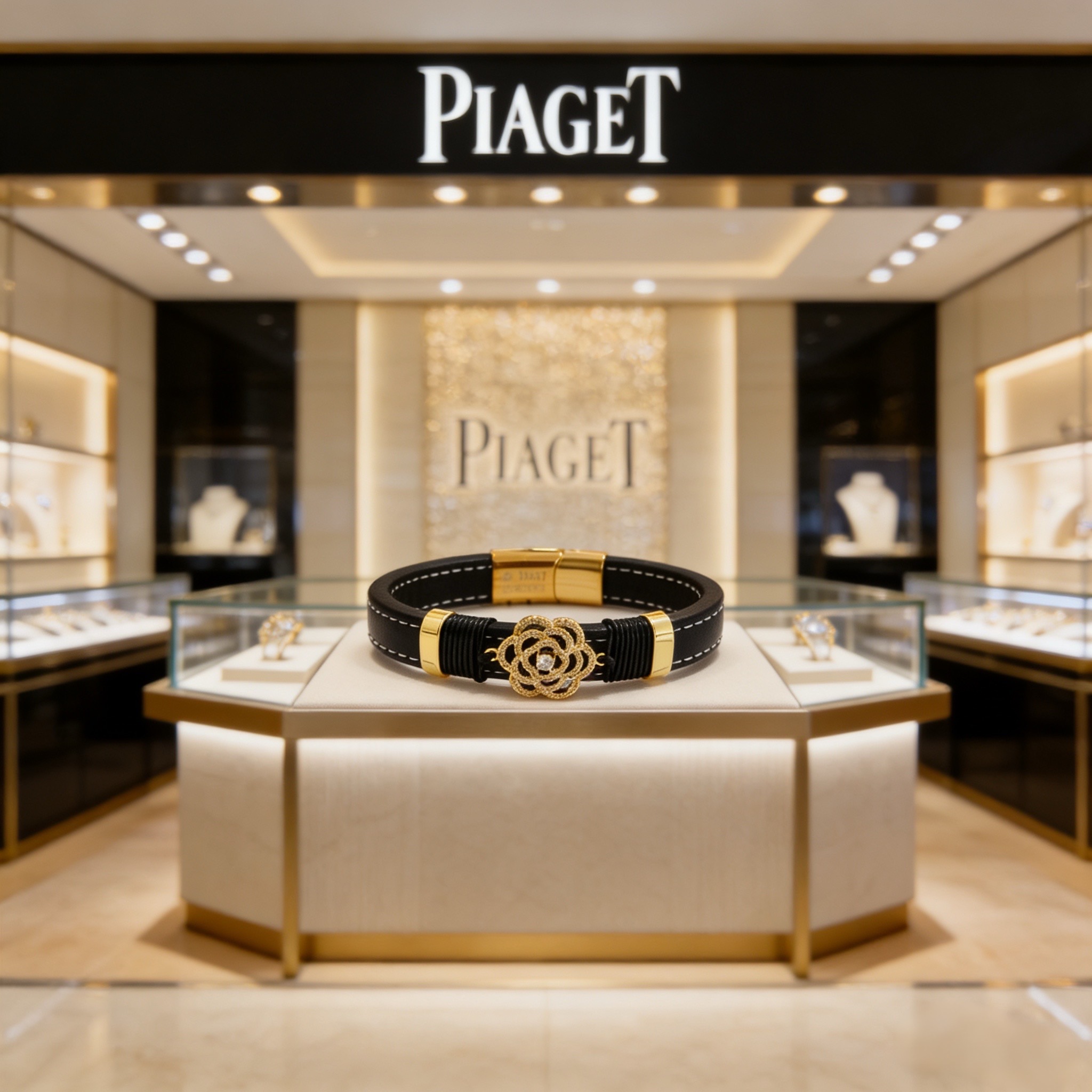 Piaget伯爵手镯 高端定制版本 镶嵌钻工艺 ，V金材质 ，细节处尽显奢华。金属质感与纹理相互映衬，光