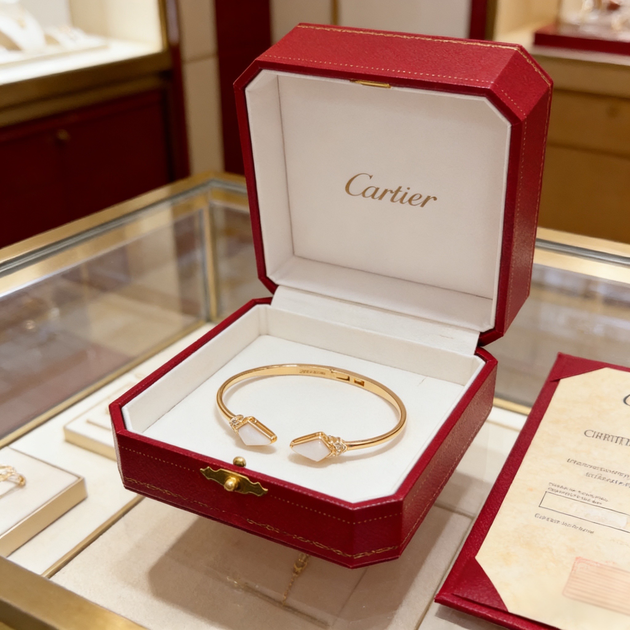 卡地亚镶钻手镯 高端定制版本 镶嵌钻工艺 V金材质 经典而时尚风格 用凌厉线条重构爱情美学！打破常规，镶