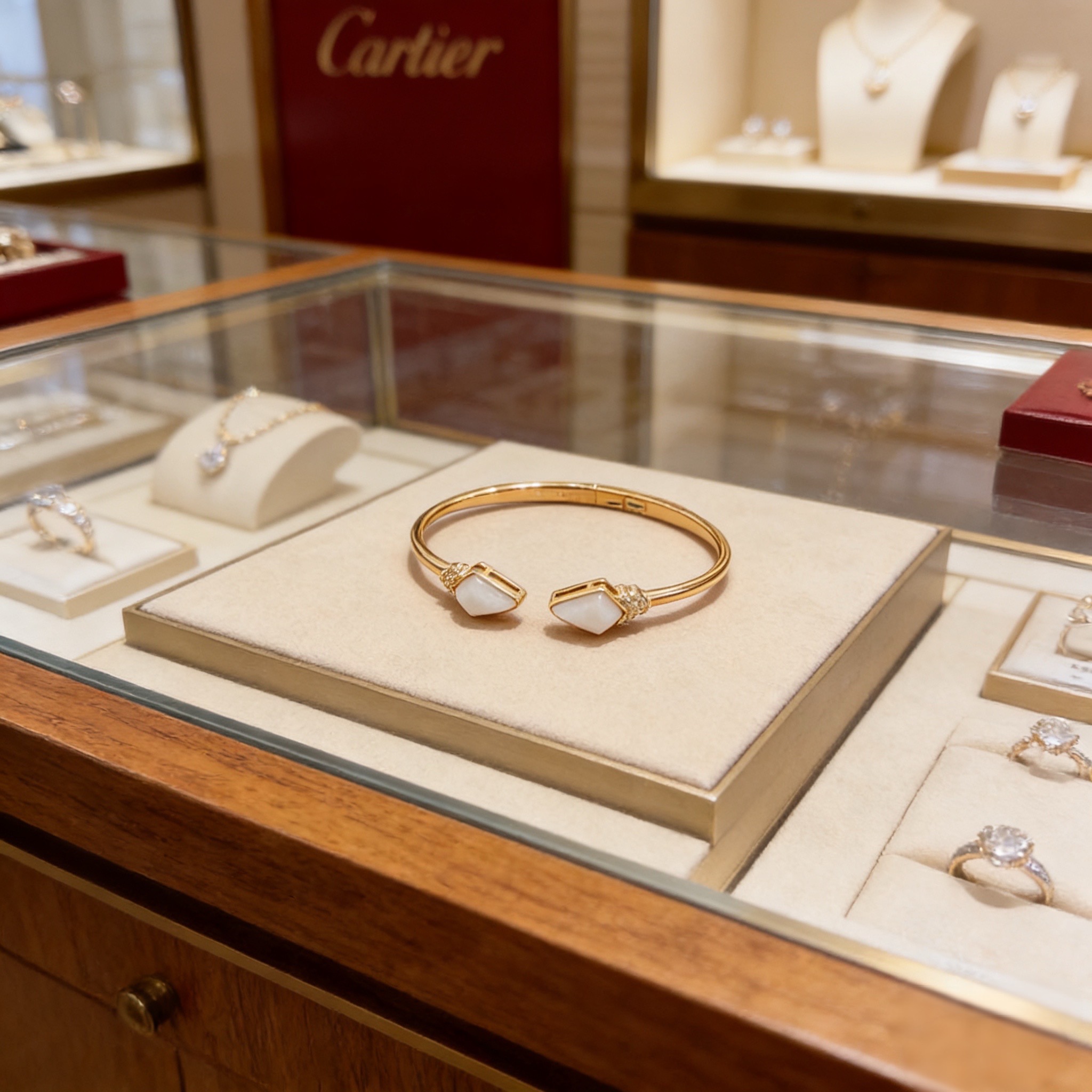 卡地亚镶钻手镯 高端定制版本 镶嵌钻工艺 V金材质 经典而时尚风格 用凌厉线条重构爱情美学！打破常规，镶