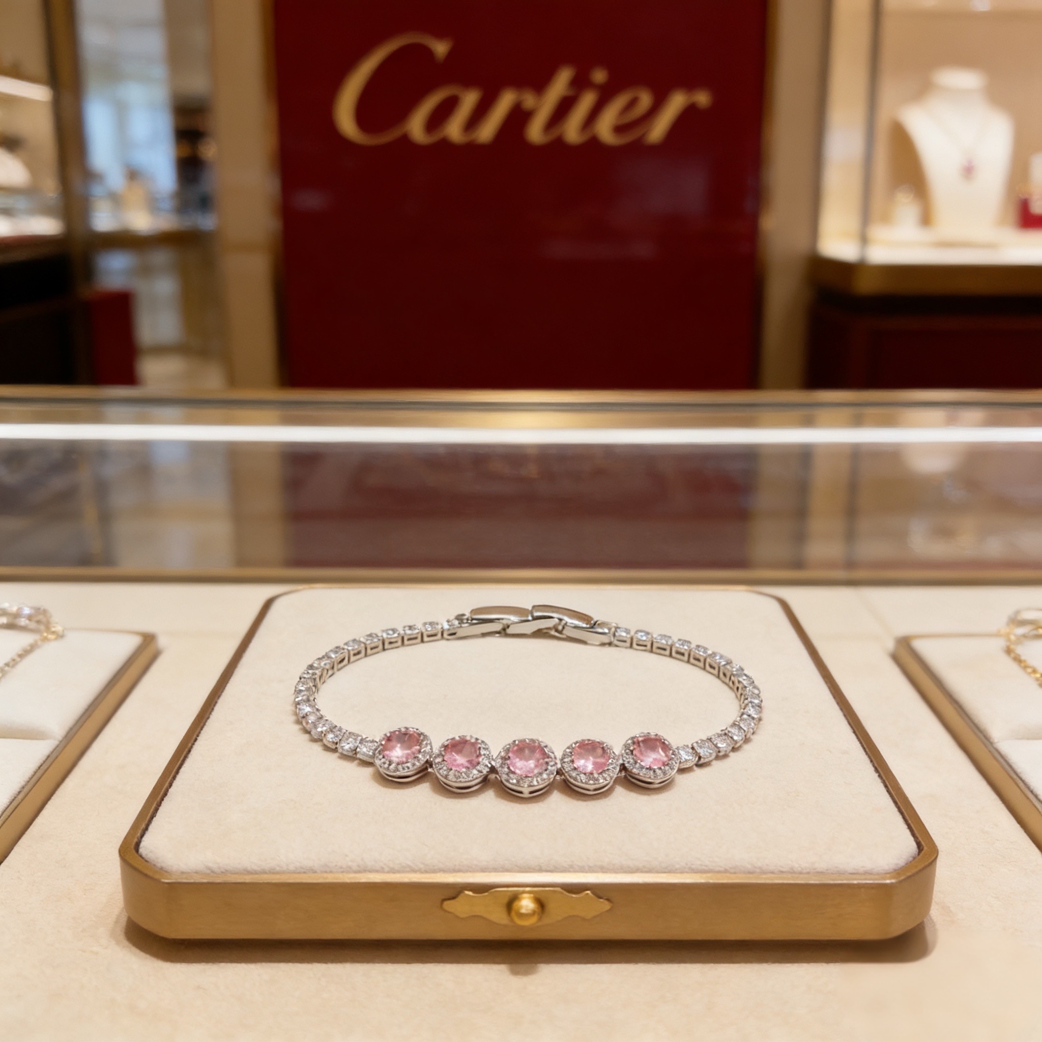 卡地亚镶钻手链 高端定制版本 镶嵌钻工艺 V金材质 经典而时尚风格 用凌厉线条重构爱情美学！打破常规，镶