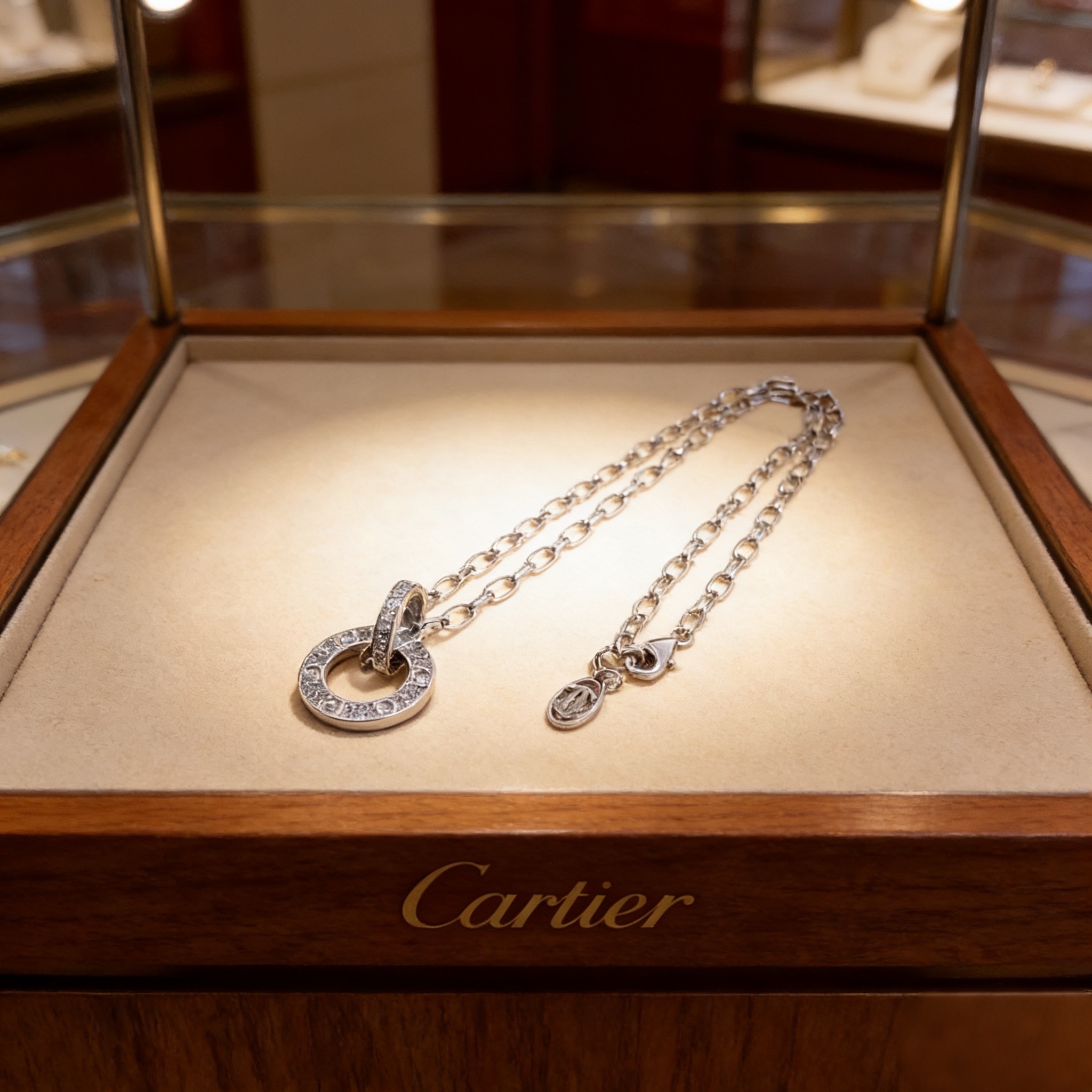 卡地亚镶钻项链 高端定制版本 镶嵌钻工艺 V金材质 经典而时尚风格 用凌厉线条重构爱情美学！打破常规，镶