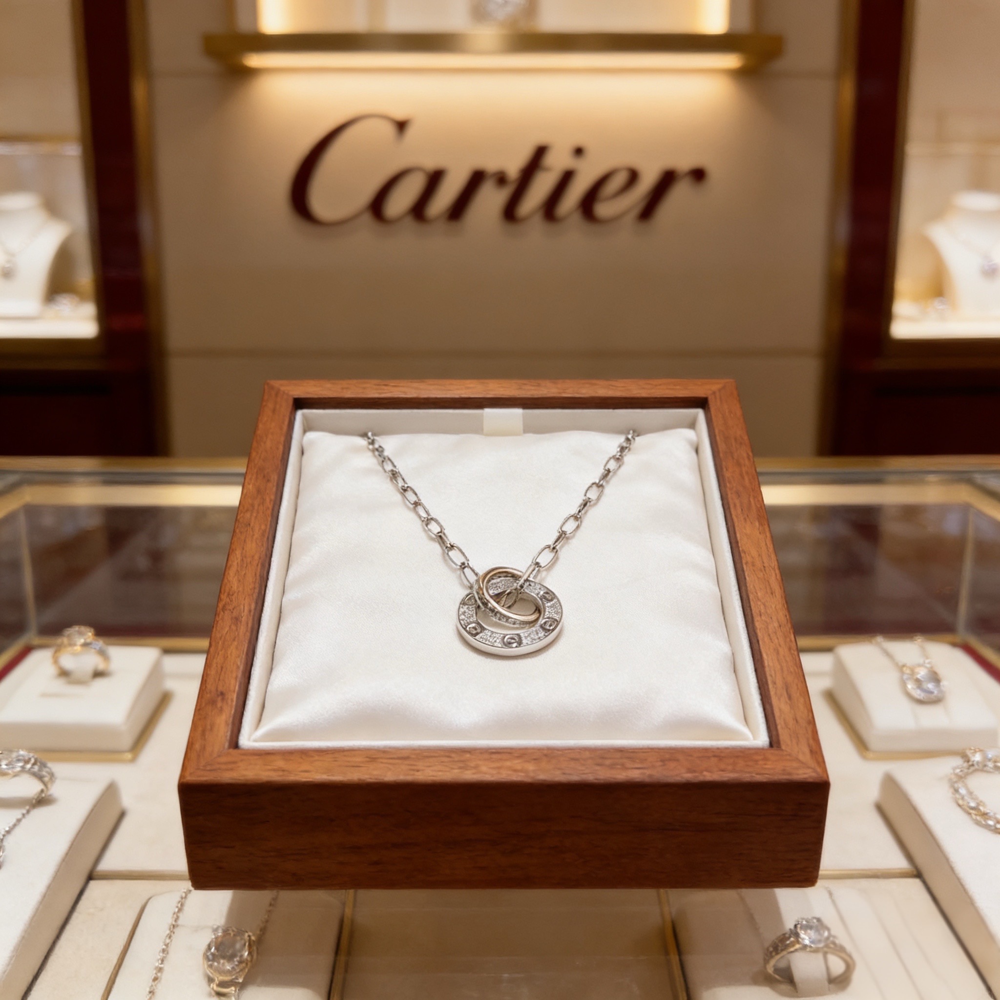 卡地亚镶钻项链 高端定制版本 镶嵌钻工艺 V金材质 经典而时尚风格 用凌厉线条重构爱情美学！打破常规，镶