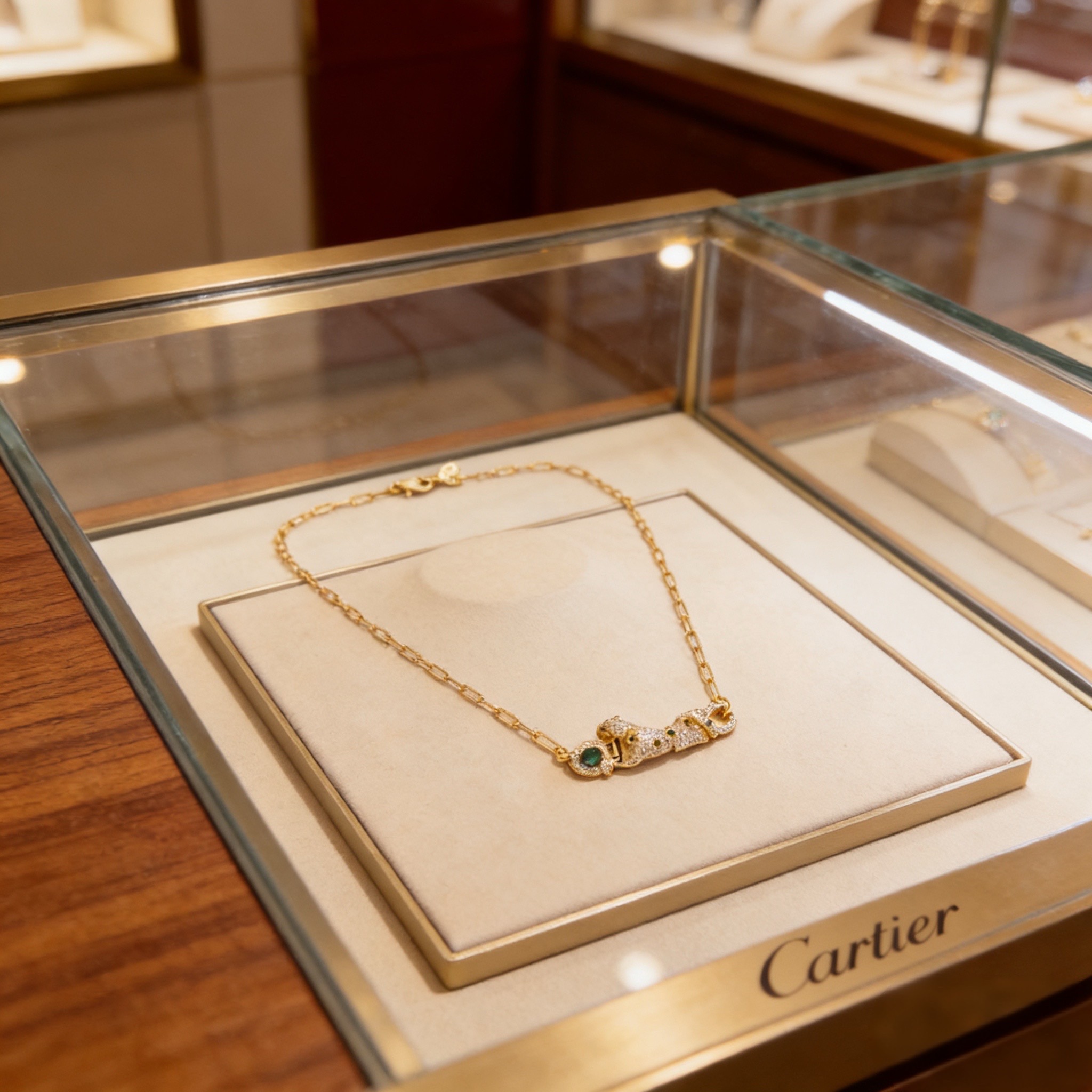 卡地亚镶钻猎豹项链 高端定制版本 镶嵌钻工艺 V金材质 经典而时尚风格 用凌厉线条重构爱情美学！打破常规