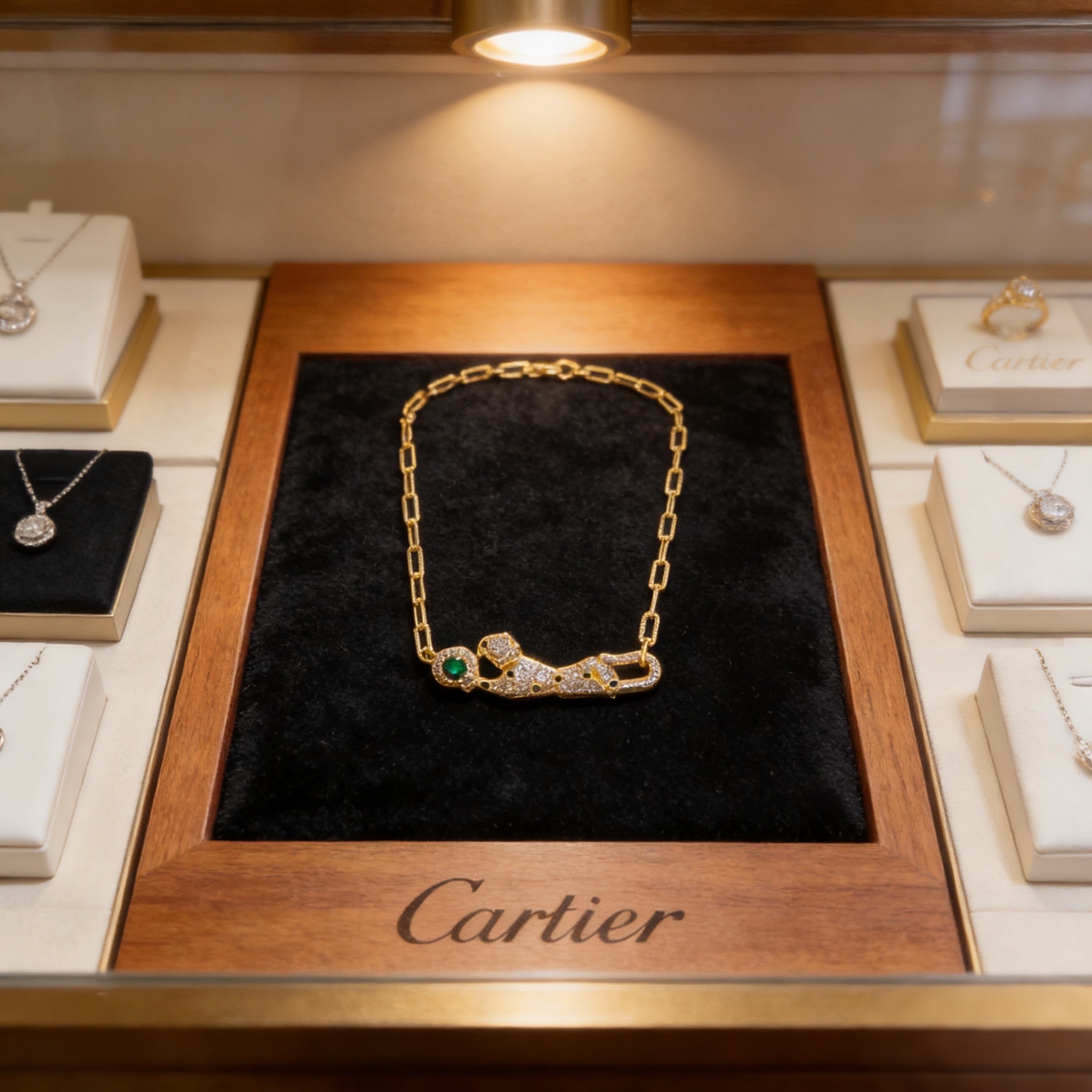 卡地亚镶钻猎豹项链 高端定制版本 镶嵌钻工艺 V金材质 经典而时尚风格 用凌厉线条重构爱情美学！打破常规