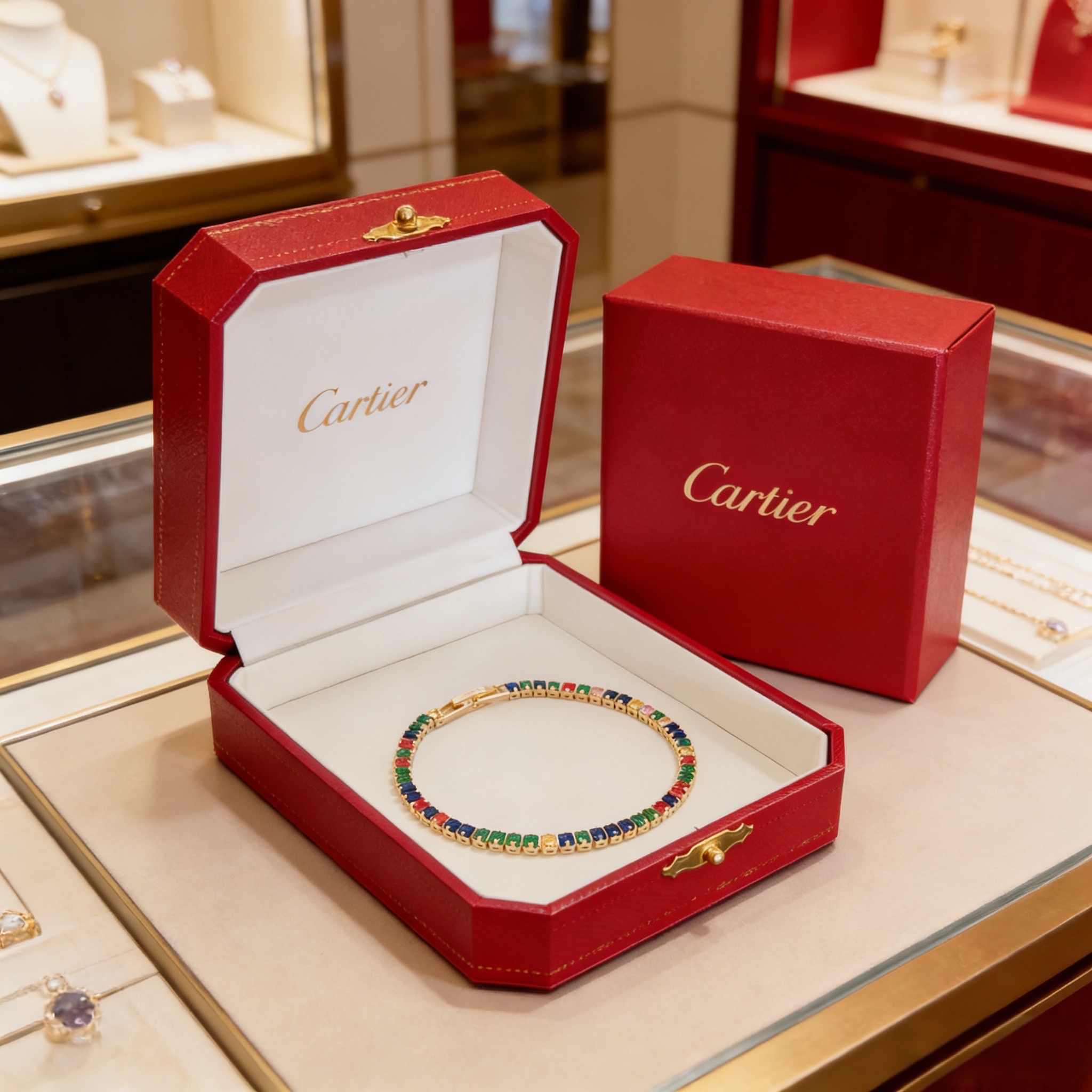 卡地亚彩钻手链 高端定制版本 镶嵌钻工艺 V金材质 经典而时尚风格 用凌厉线条重构爱情美学！打破常规，镶