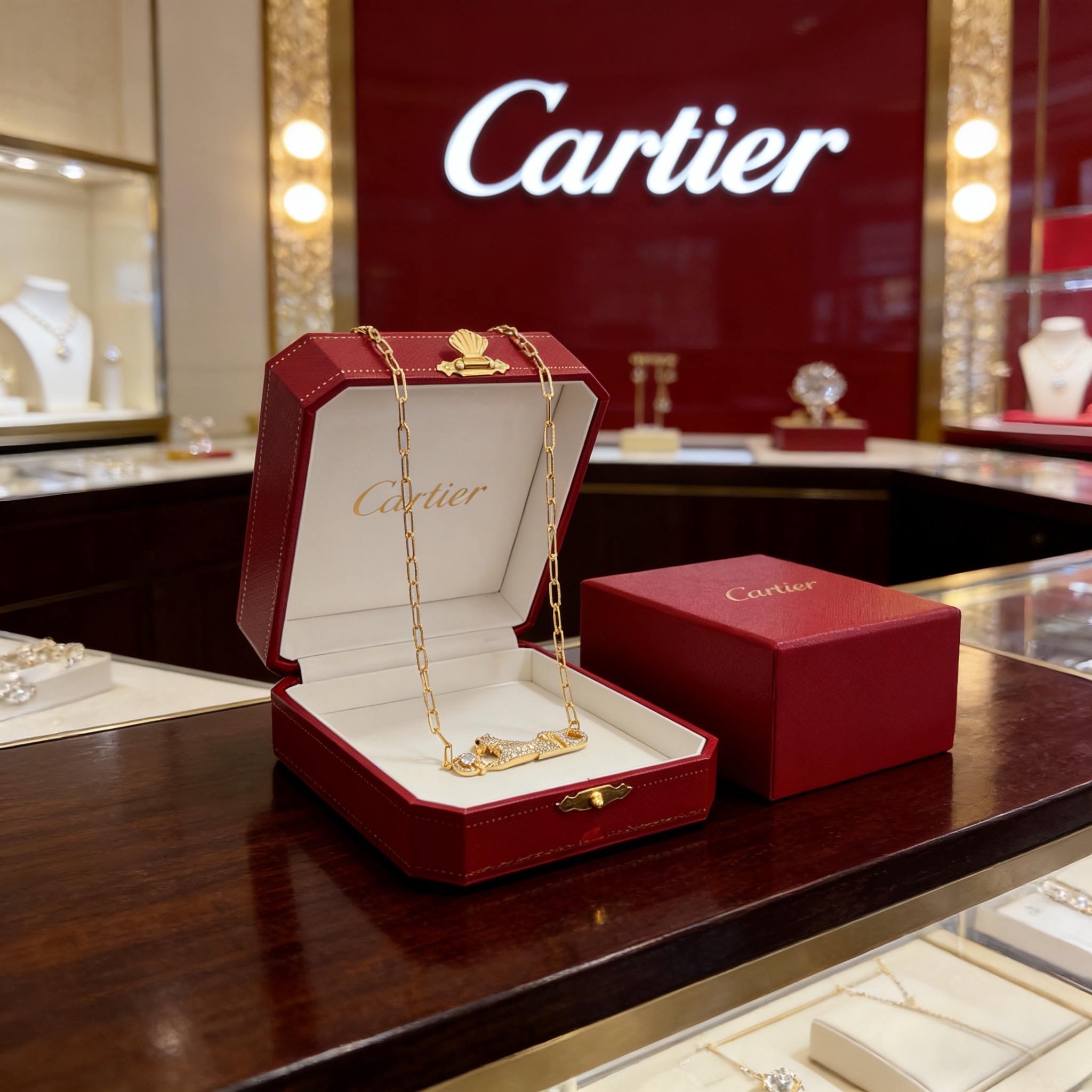 卡地亚猎豹项链 高端定制版本 镶嵌钻工艺 V金材质 经典而时尚风格 用凌厉线条重构爱情美学！打破常规，镶