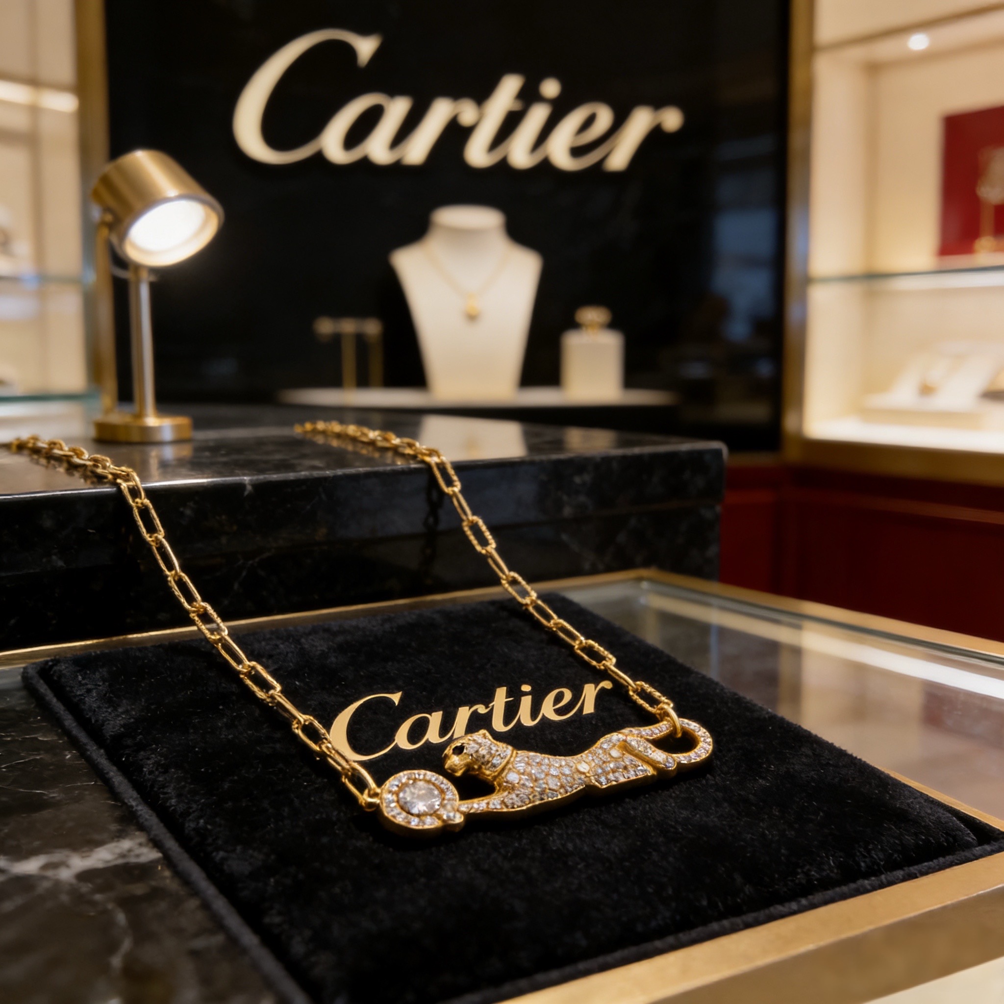 卡地亚猎豹项链 高端定制版本 镶嵌钻工艺 V金材质 经典而时尚风格 用凌厉线条重构爱情美学！打破常规，镶