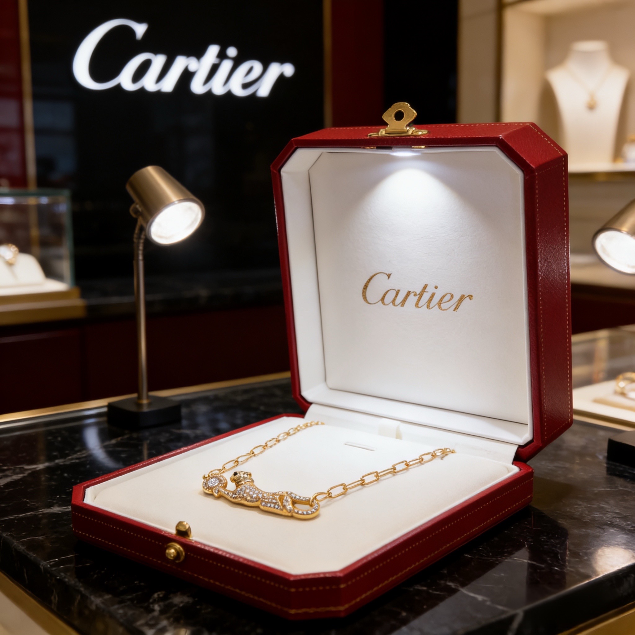 卡地亚猎豹项链 高端定制版本 镶嵌钻工艺 V金材质 经典而时尚风格 用凌厉线条重构爱情美学！打破常规，镶