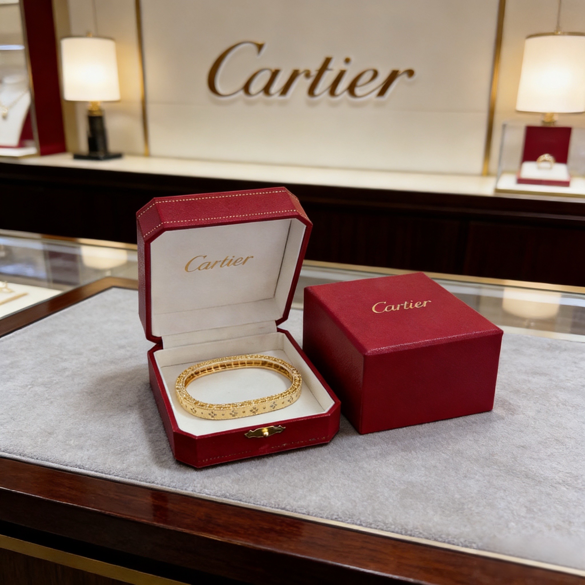 卡地亚手镯 高端定制版本 镶嵌钻工艺 V金材质 经典而时尚风格 用凌厉线条重构爱情美学！打破常规，镶嵌钻