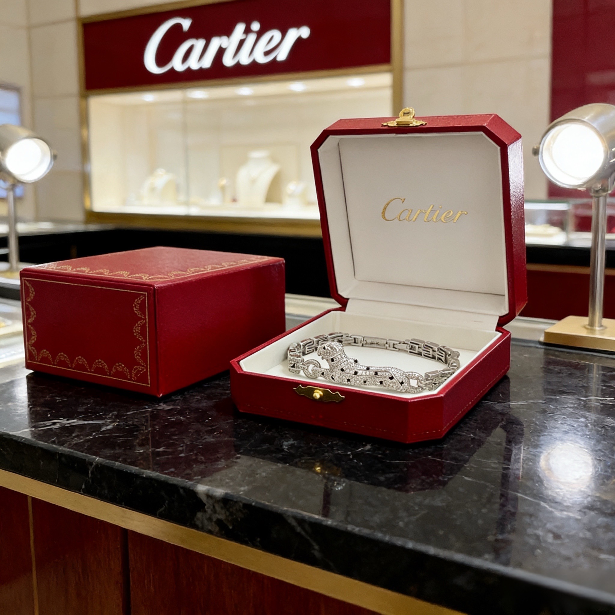 卡地亚镶钻猎豹手链 高端定制版本 镶嵌钻工艺 V金材质 经典而时尚风格 用凌厉线条重构爱情美学！打破常规