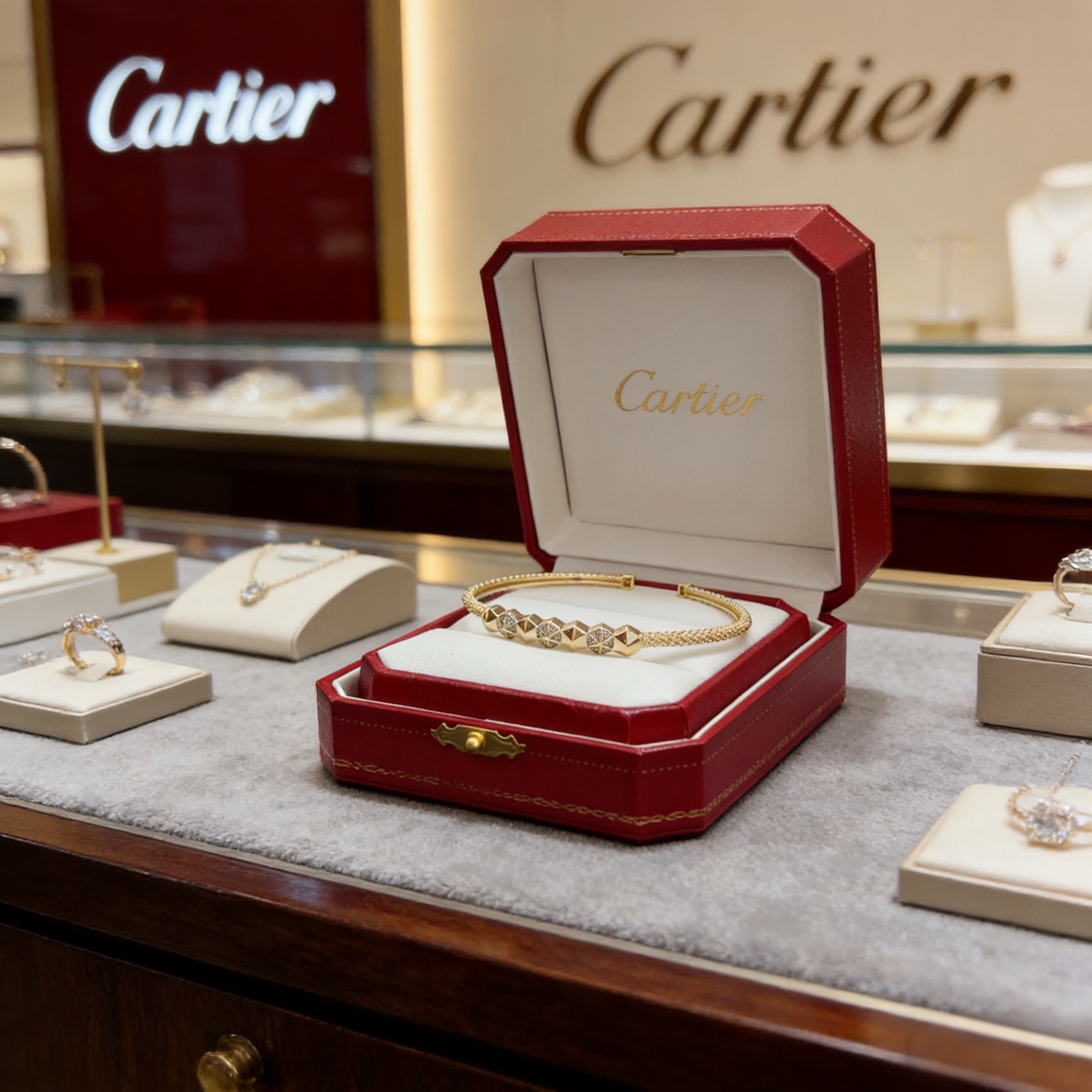 卡地亚镶钻手镯 高端定制版本 镶嵌钻工艺 V金材质 经典而时尚风格 用凌厉线条重构爱情美学！打破常规，镶