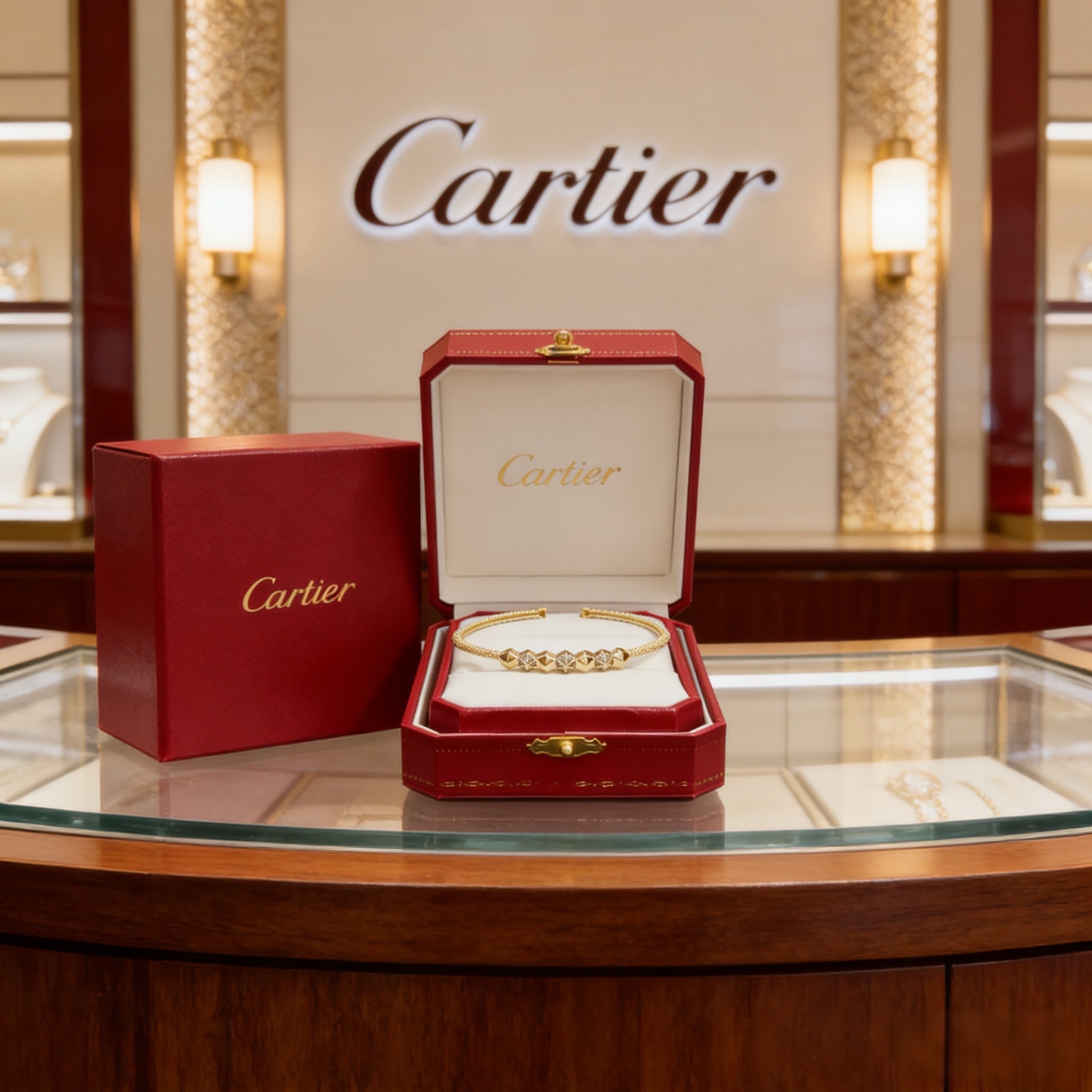 卡地亚镶钻手镯 高端定制版本 镶嵌钻工艺 V金材质 经典而时尚风格 用凌厉线条重构爱情美学！打破常规，镶