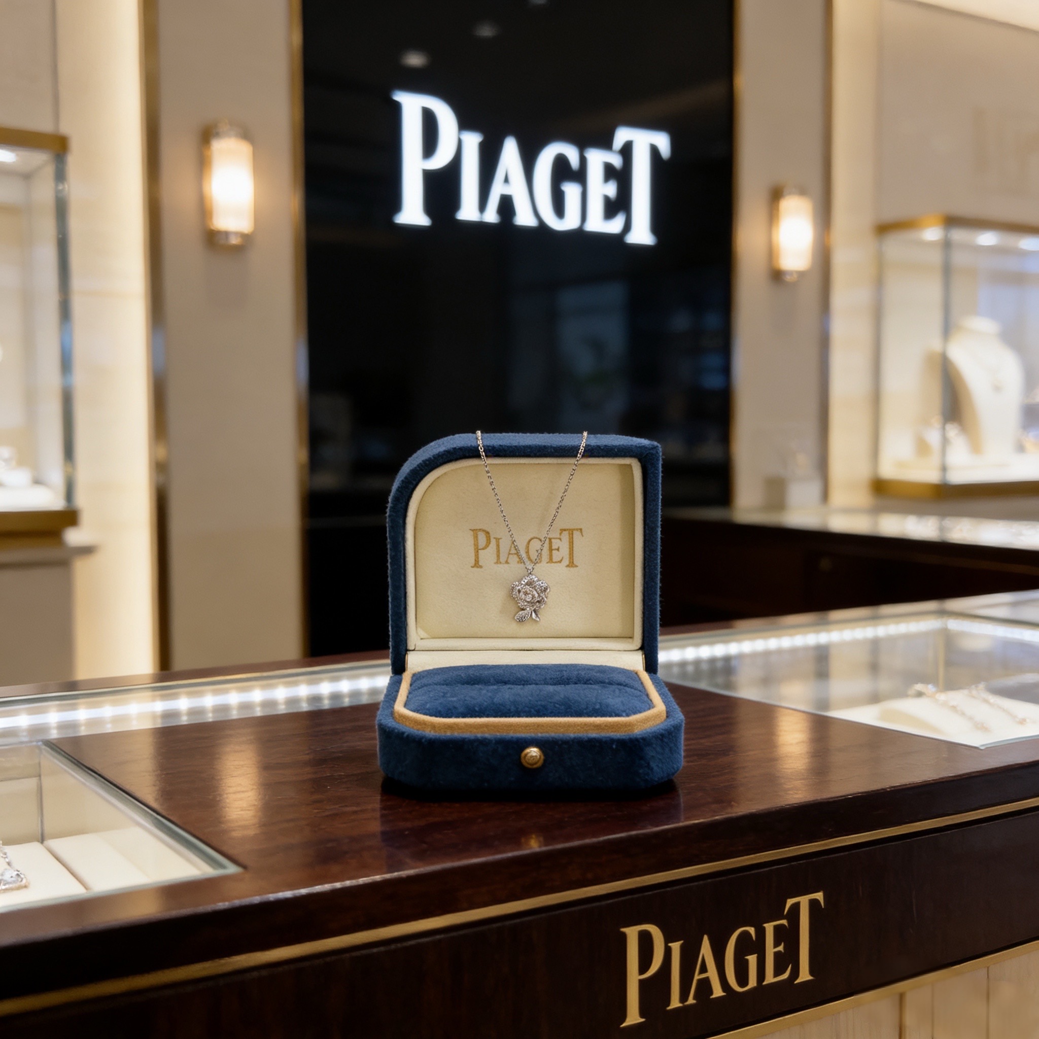 Piaget伯爵项链 高端定制版本 镶嵌钻工艺 ，V金材质 ，细节处尽显奢华。金属质感与纹理相互映衬，光