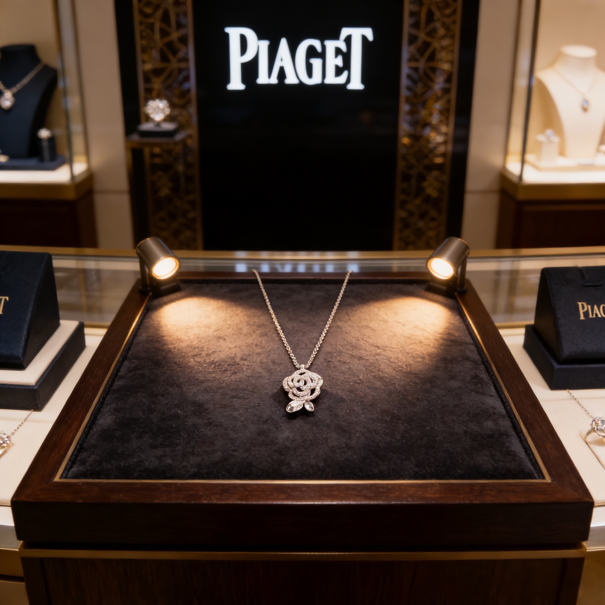Piaget伯爵项链 高端定制版本 镶嵌钻工艺 ，V金材质 ，细节处尽显奢华。金属质感与纹理相互映衬，光