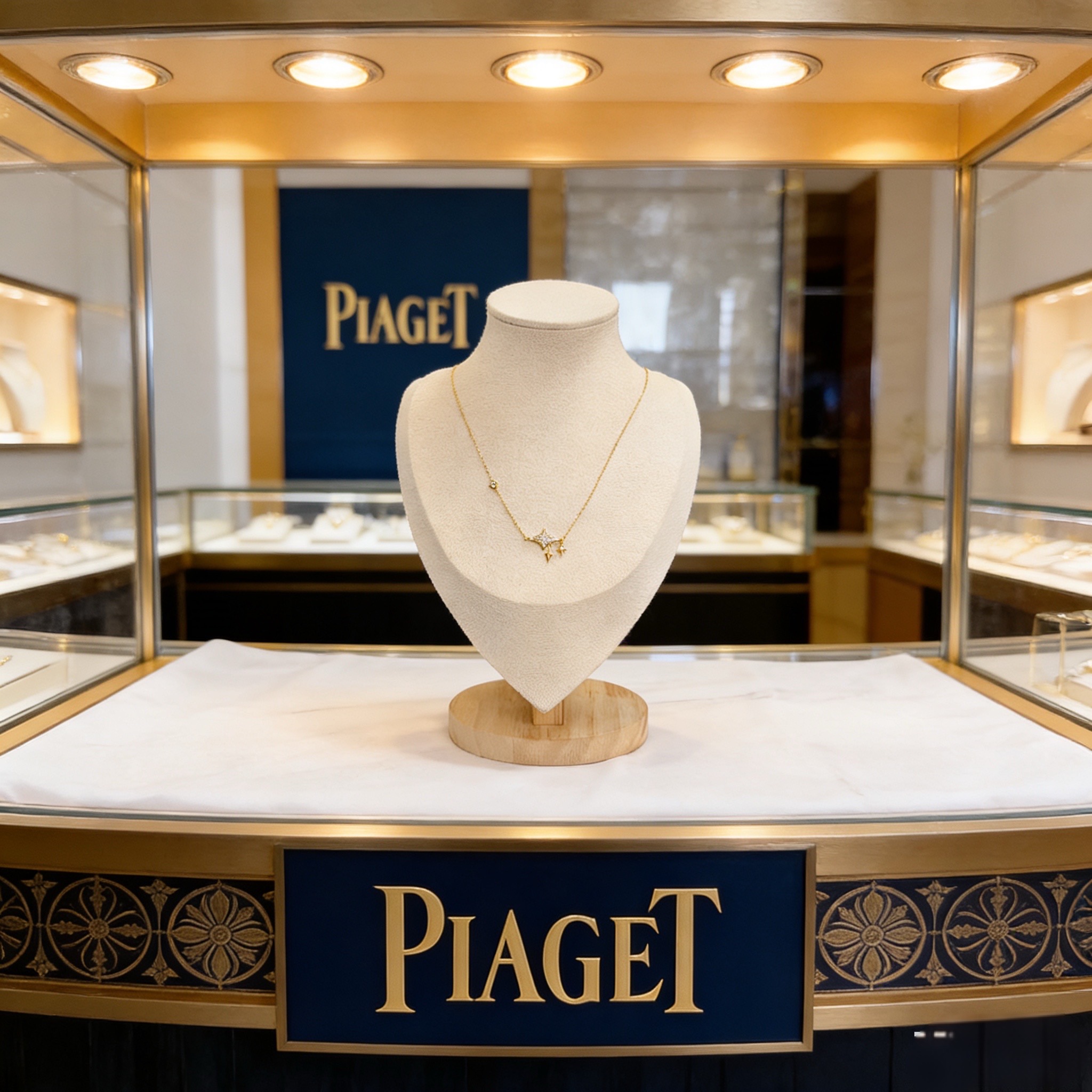 Piaget伯爵项链 高端定制版本 镶嵌钻工艺 ，V金材质 ，细节处尽显奢华。金属质感与纹理相互映衬，光