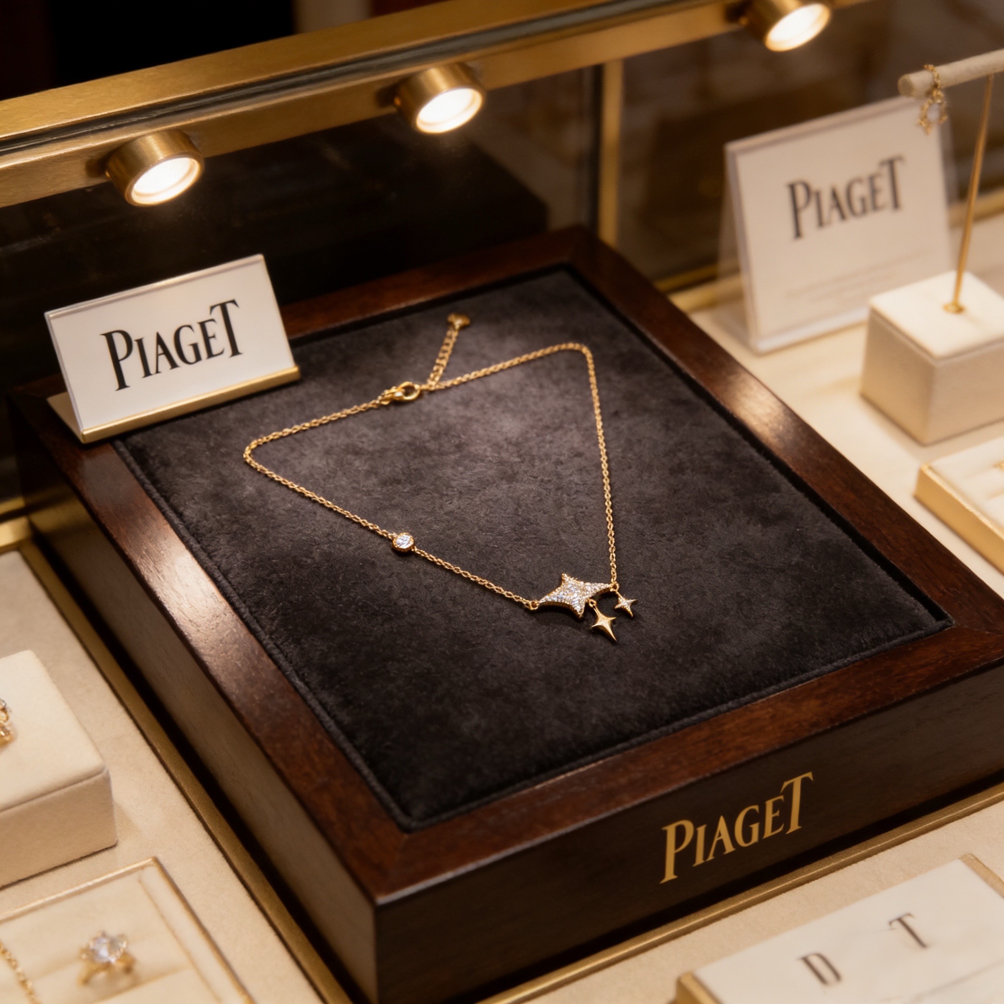 Piaget伯爵项链 高端定制版本 镶嵌钻工艺 ，V金材质 ，细节处尽显奢华。金属质感与纹理相互映衬，光