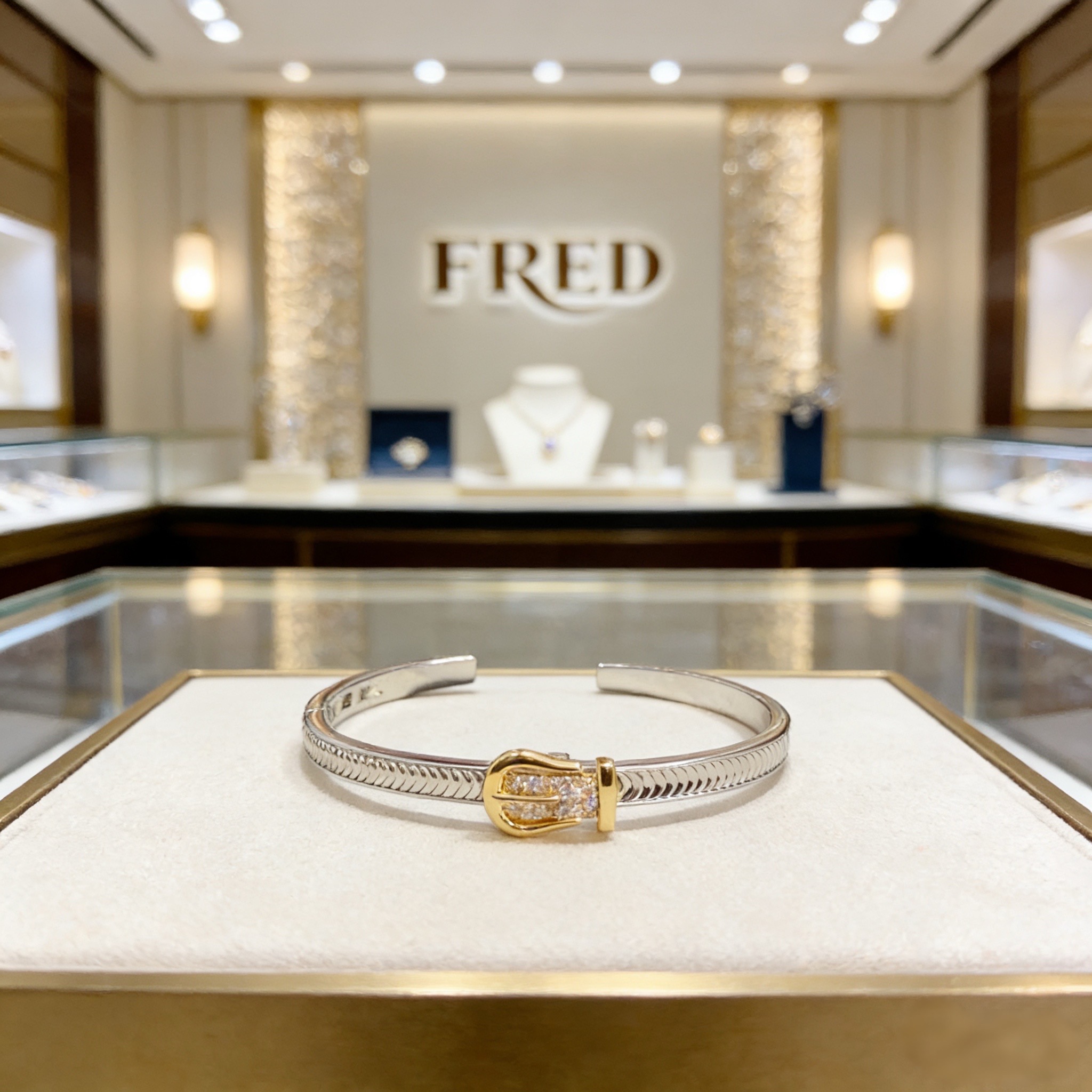 ❤火爆🎉 𝗙𝗥𝗘𝗗 费雷德满钻马蹄扣手镯 经典百搭，网红达人 时尚一族备必‬单品，时尚精致，1：1对版定