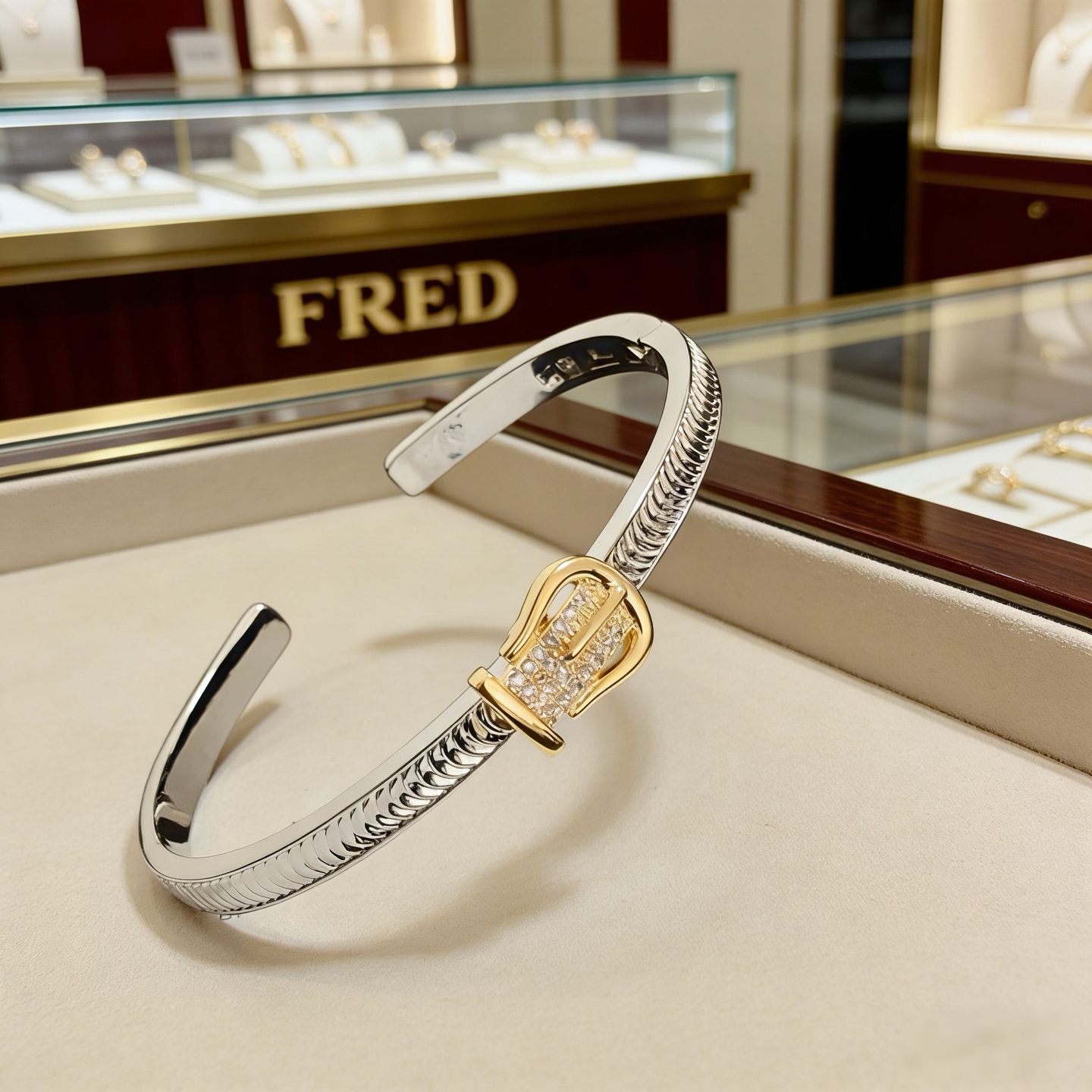 ❤火爆🎉 𝗙𝗥𝗘𝗗 费雷德满钻马蹄扣手镯 经典百搭，网红达人 时尚一族备必‬单品，时尚精致，1：1对版定