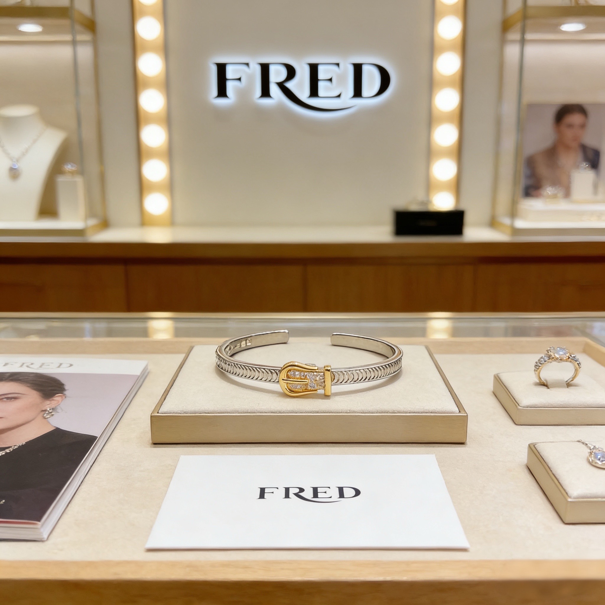 ❤火爆🎉 𝗙𝗥𝗘𝗗 费雷德满钻马蹄扣手镯 经典百搭，网红达人 时尚一族备必‬单品，时尚精致，1：1对版定