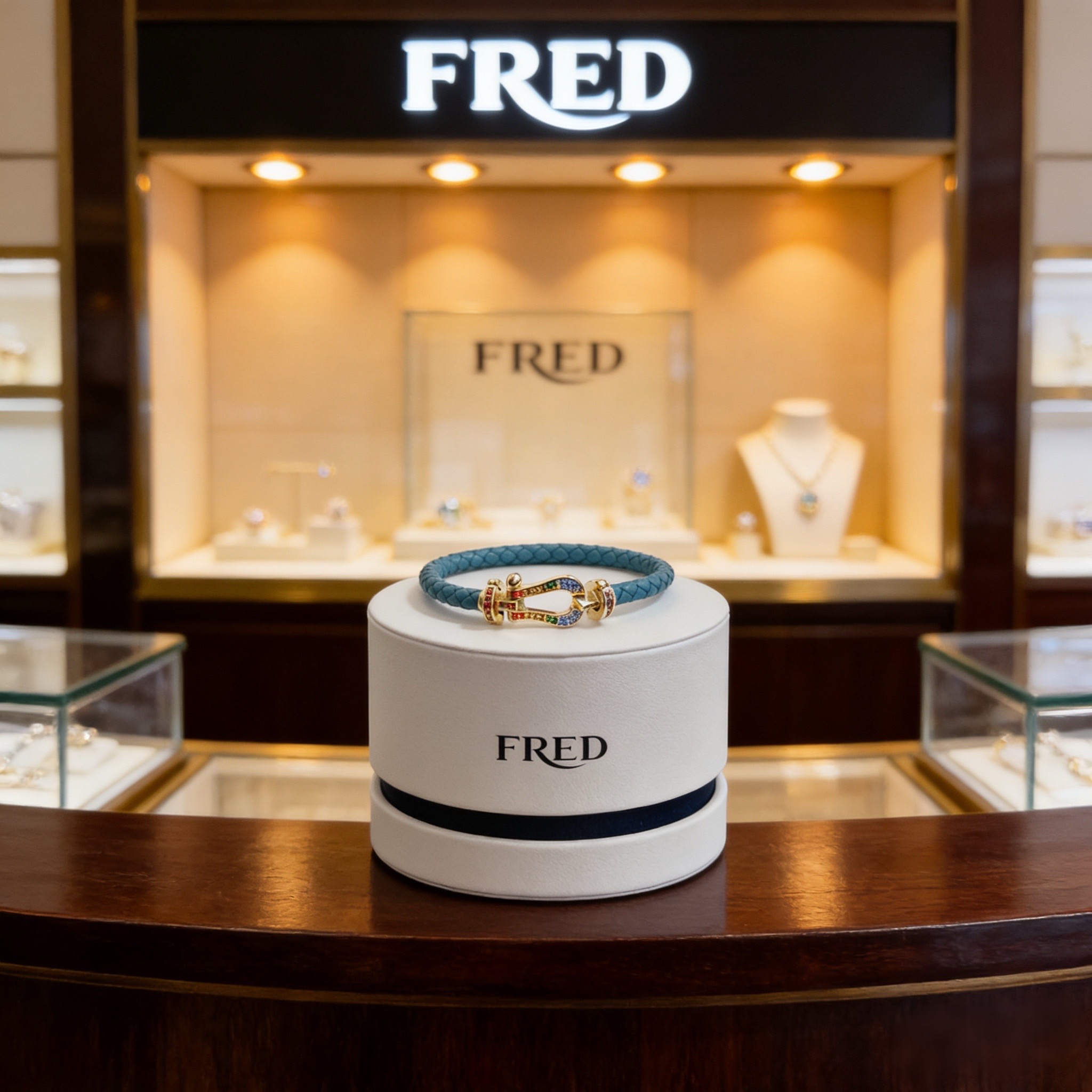 Fred 火爆 𝗙𝗥𝗘𝗗 费雷德满钻马蹄扣皮绳手镯 百搭 达人 一族备必‬单品