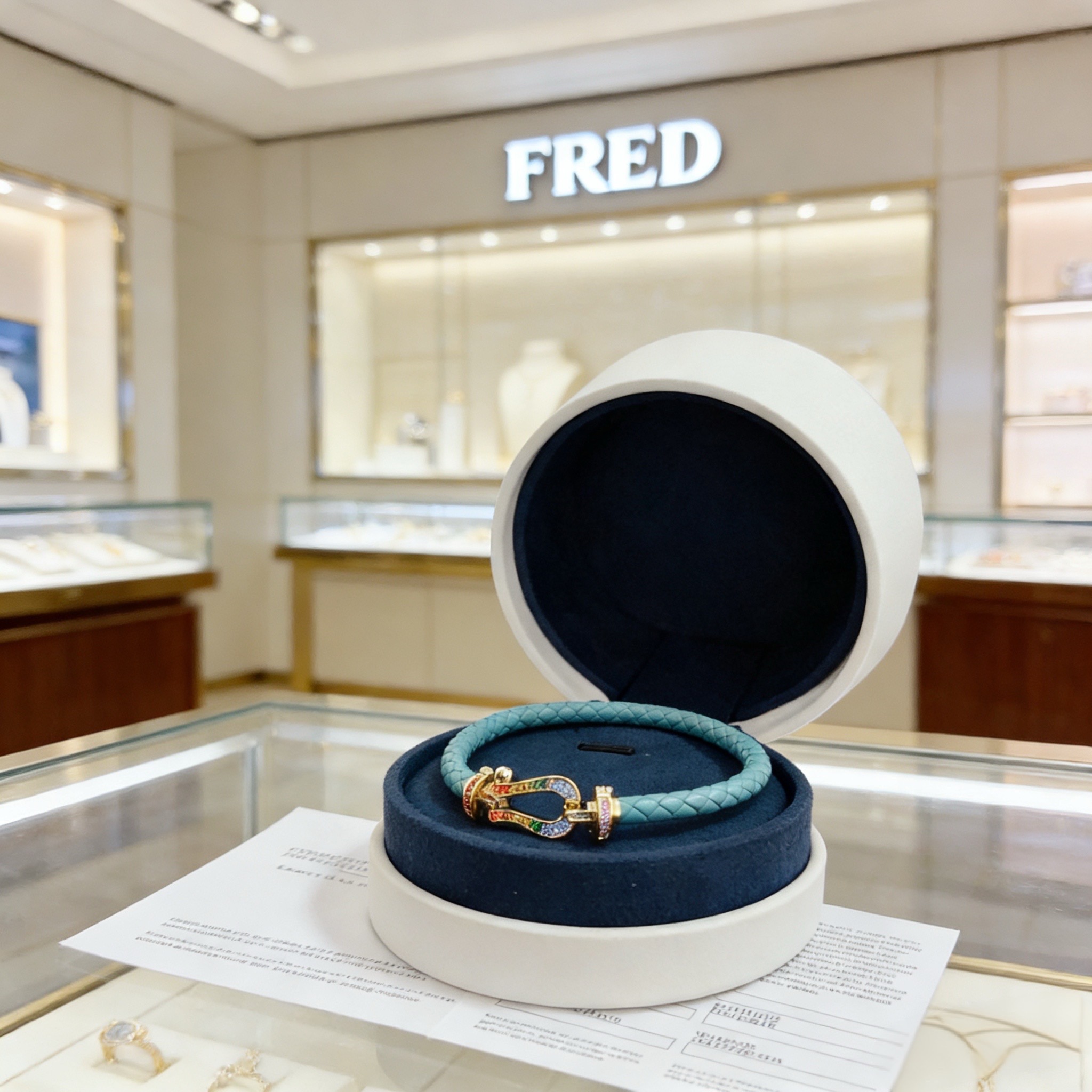 Fred 火爆 𝗙𝗥𝗘𝗗 费雷德满钻马蹄扣皮绳手镯 百搭 达人 一族备必‬单品