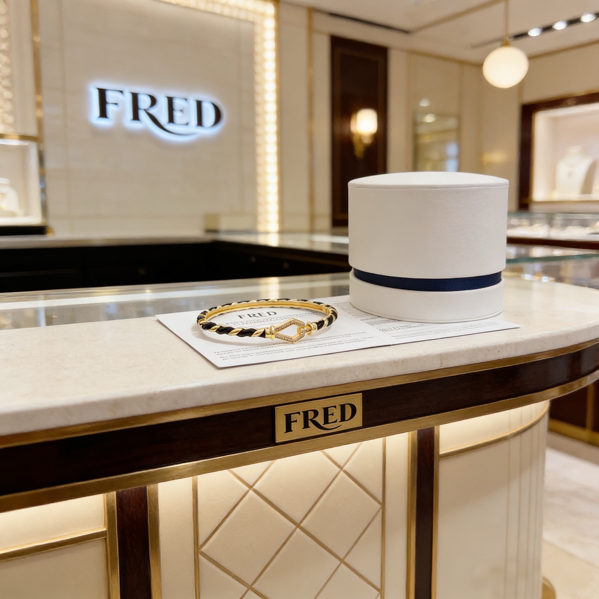 Fred 火爆 𝗙𝗥𝗘𝗗 费雷德满钻马蹄扣手镯 百搭 达人 一族备必‬单品 1：1对版定制