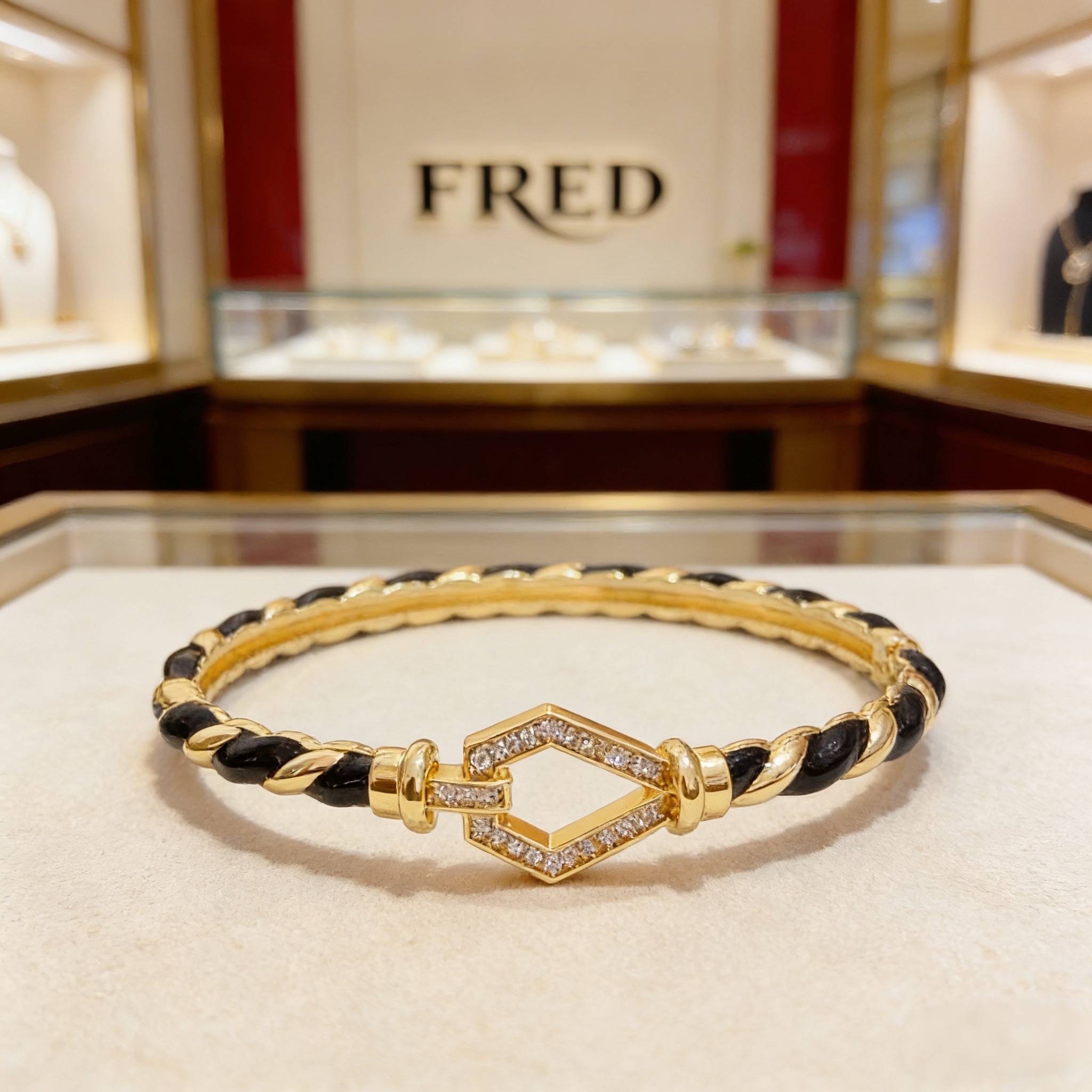 Fred 火爆 𝗙𝗥𝗘𝗗 费雷德满钻马蹄扣手镯 百搭 达人 一族备必‬单品 1：1对版定制