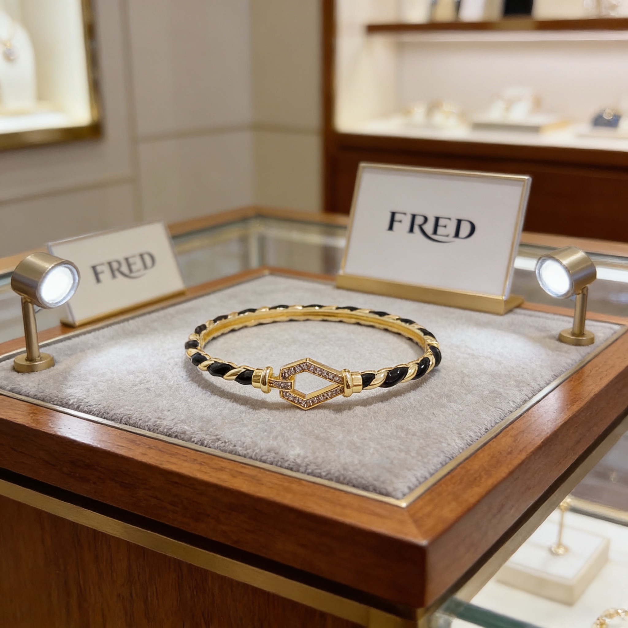 Fred 火爆 𝗙𝗥𝗘𝗗 费雷德满钻马蹄扣手镯 百搭 达人 一族备必‬单品 1：1对版定制