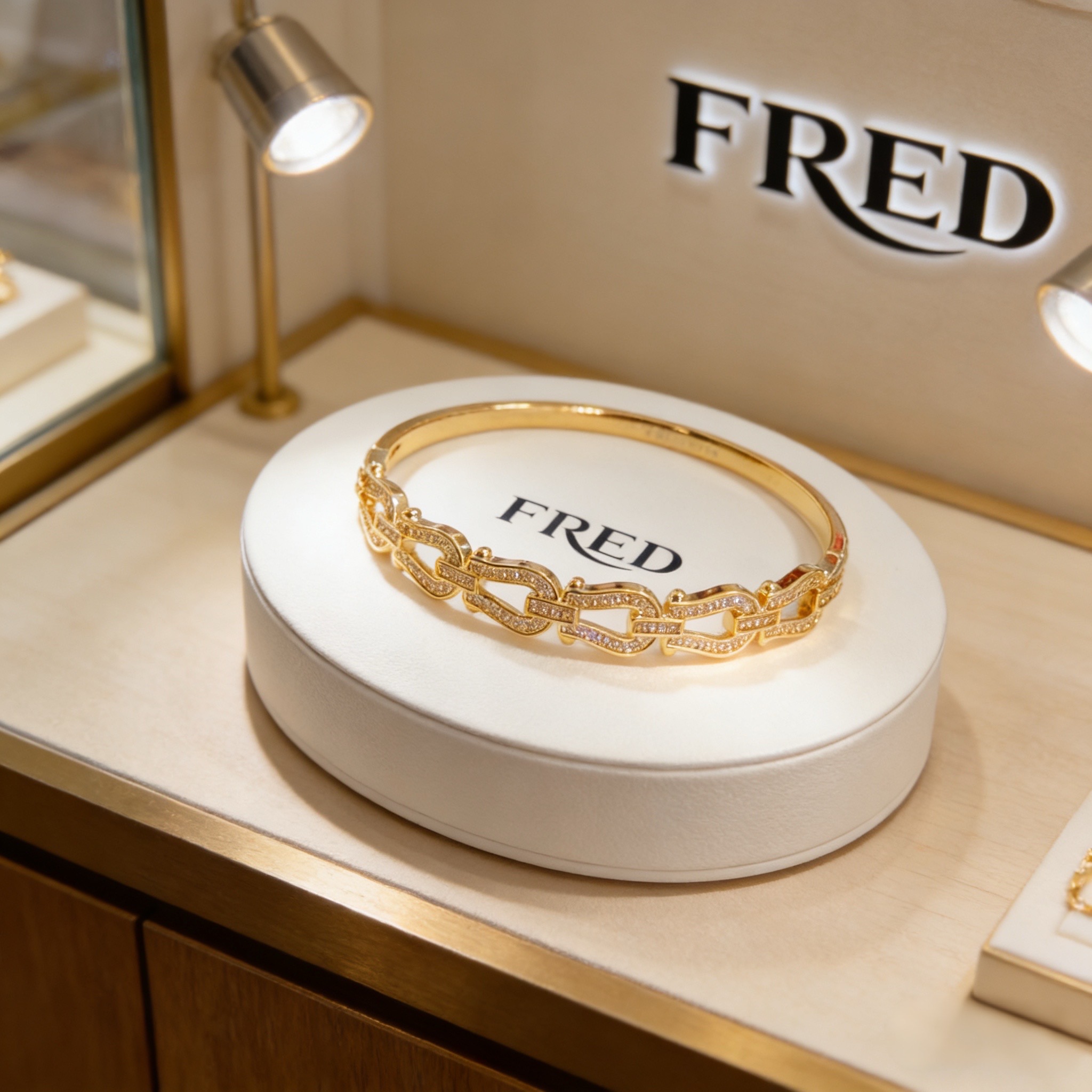 ❤火爆🎉 𝗙𝗥𝗘𝗗 费雷德满钻马蹄扣手镯 经典百搭，网红达人 时尚一族备必‬单品，时尚精致，1：1对版定