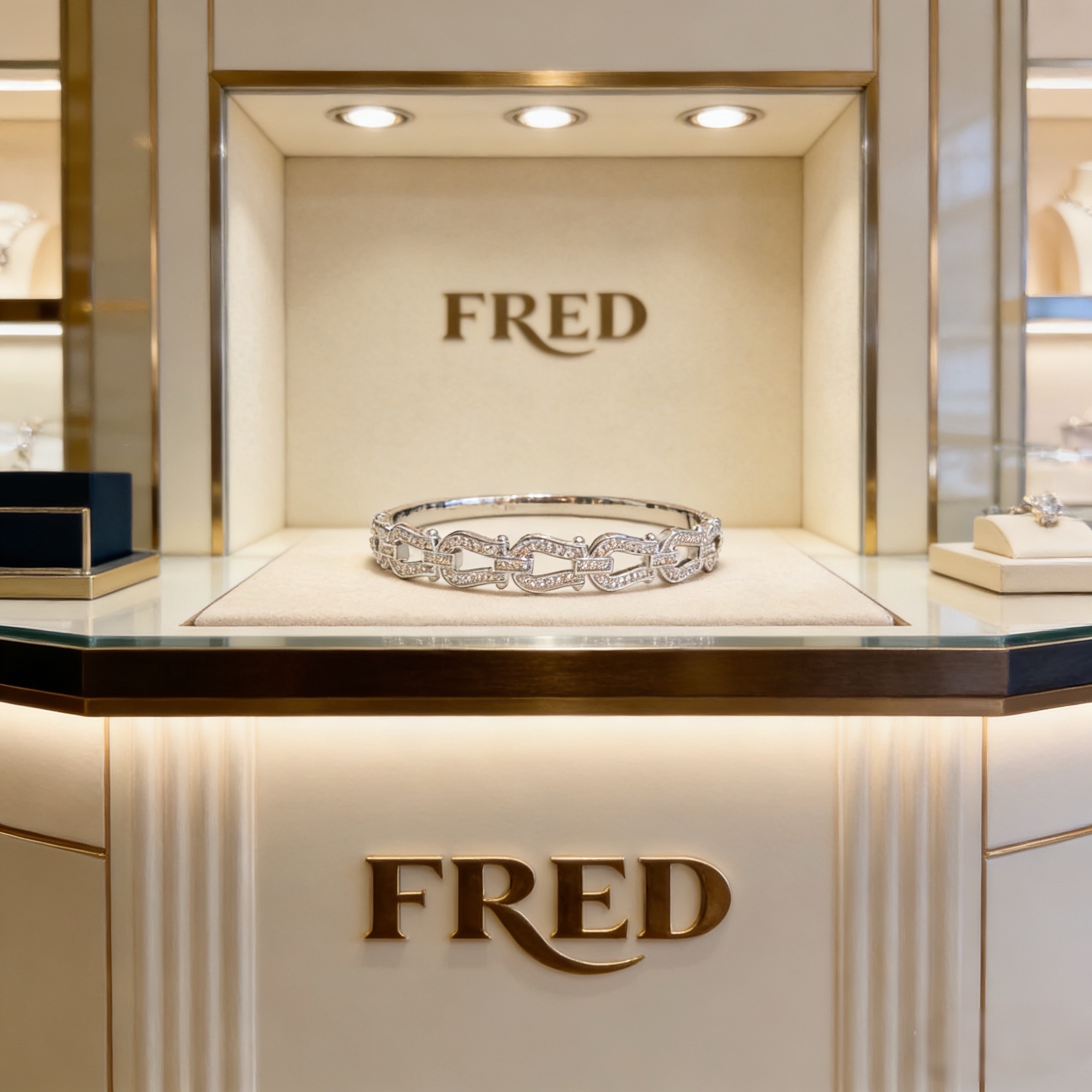 ❤火爆🎉 𝗙𝗥𝗘𝗗 费雷德满钻马蹄扣手镯 经典百搭，网红达人 时尚一族备必‬单品，时尚精致，1：1对版定