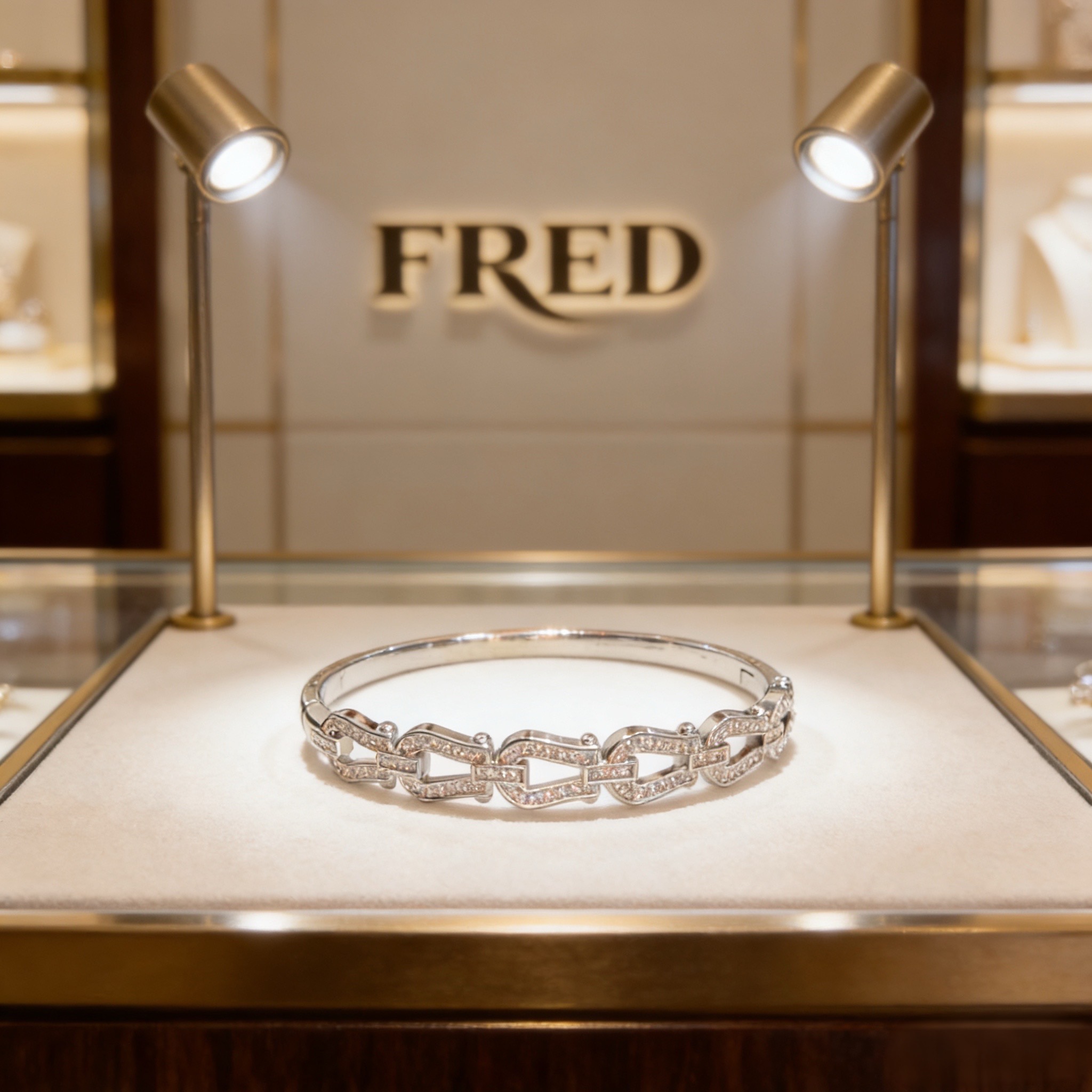 ❤火爆🎉 𝗙𝗥𝗘𝗗 费雷德满钻马蹄扣手镯 经典百搭，网红达人 时尚一族备必‬单品，时尚精致，1：1对版定