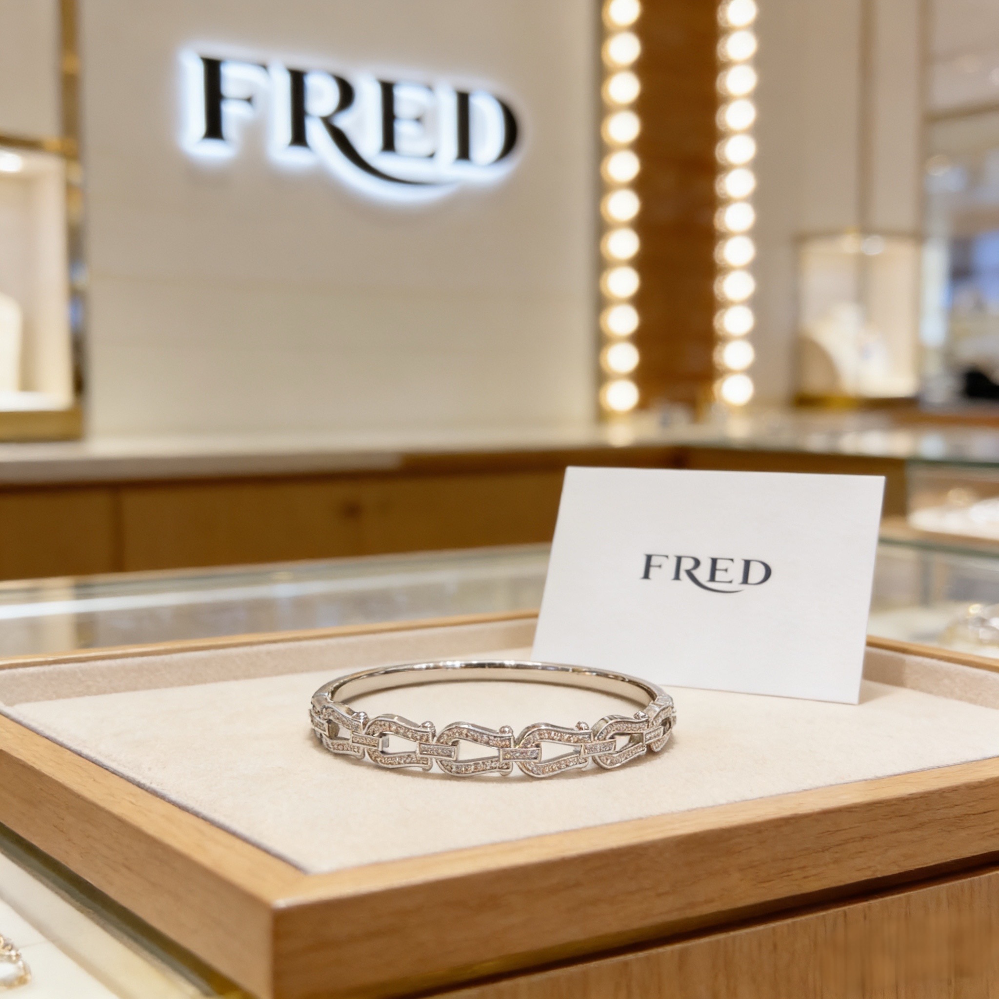 ❤火爆🎉 𝗙𝗥𝗘𝗗 费雷德满钻马蹄扣手镯 经典百搭，网红达人 时尚一族备必‬单品，时尚精致，1：1对版定