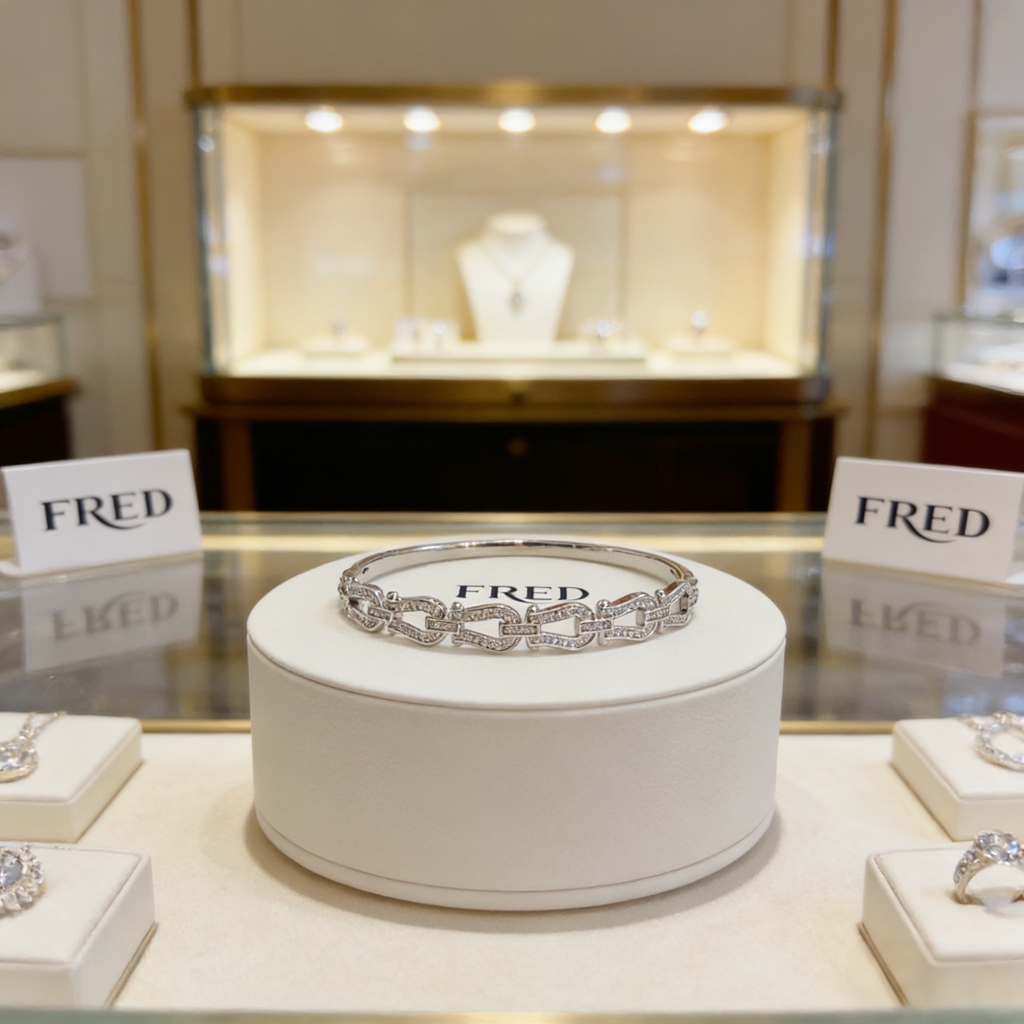 ❤火爆🎉 𝗙𝗥𝗘𝗗 费雷德满钻马蹄扣手镯 经典百搭，网红达人 时尚一族备必‬单品，时尚精致，1：1对版定