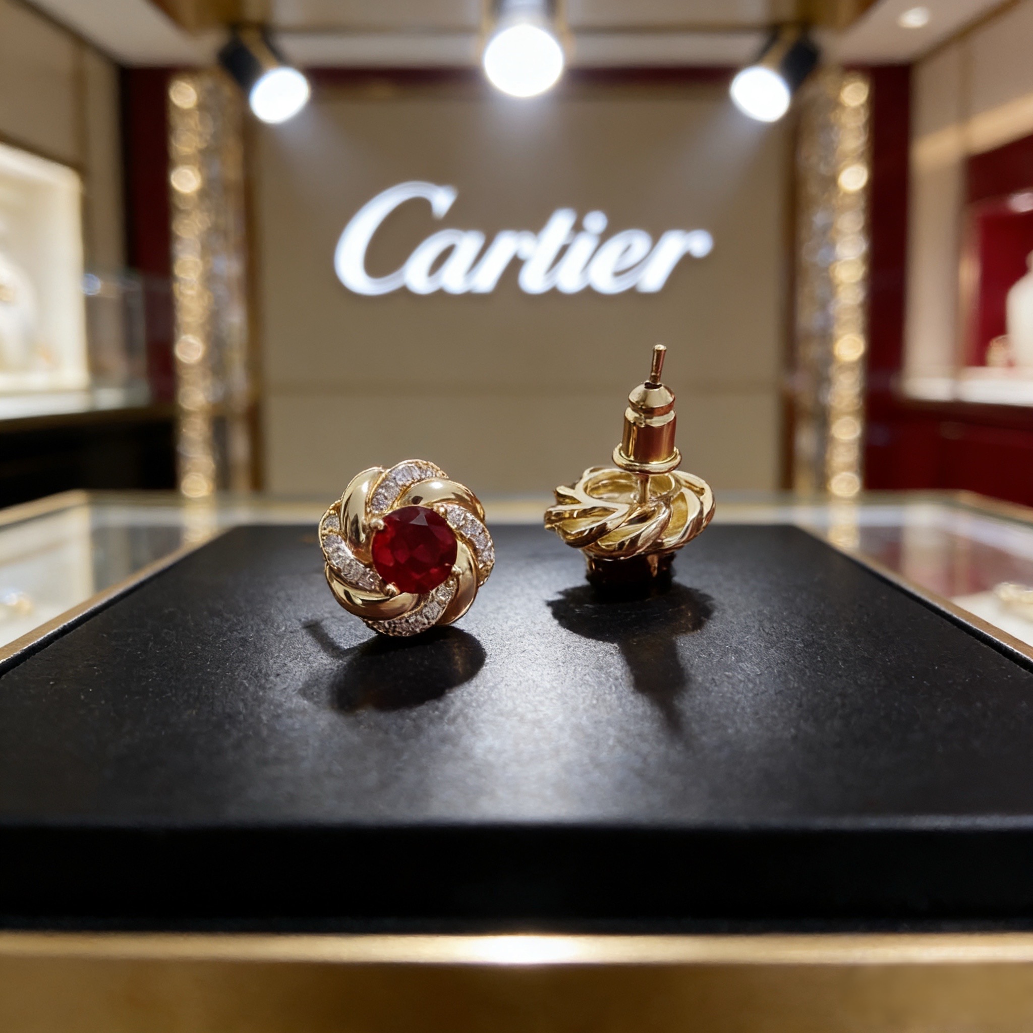 Cartier 卡地亚镶钻耳钉 高端定制版本 镶嵌钻工艺 V金材质 而 风格 用凌厉线条重构爱情美学 打破常规
