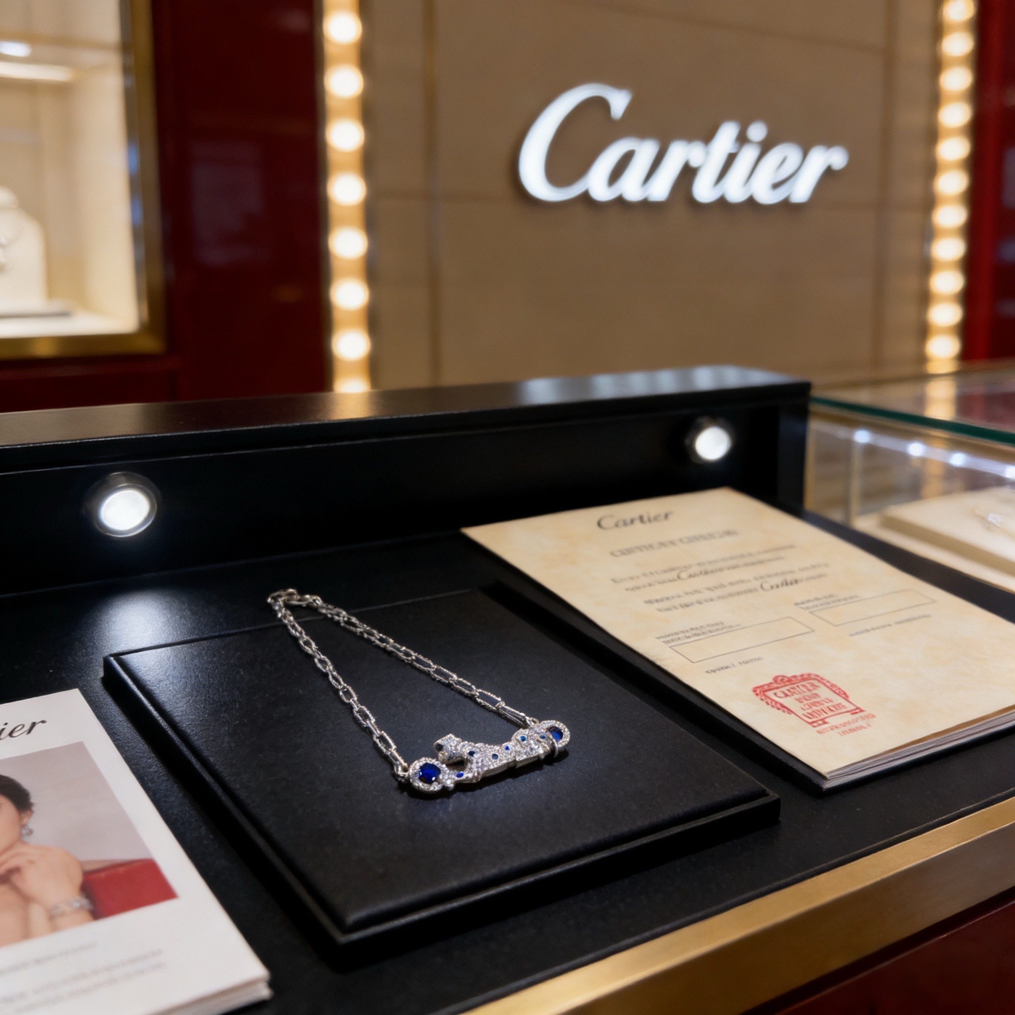 卡地亚镶钻猎豹项链 高端定制版本 镶嵌钻工艺 V金材质 经典而时尚风格 用凌厉线条重构爱情美学！打破常规