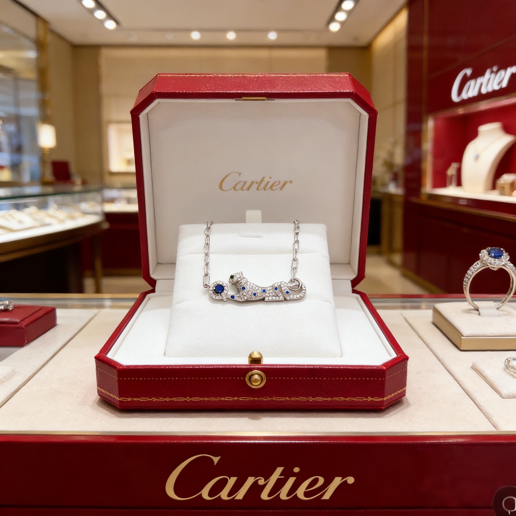 卡地亚镶钻猎豹项链 高端定制版本 镶嵌钻工艺 V金材质 经典而时尚风格 用凌厉线条重构爱情美学！打破常规