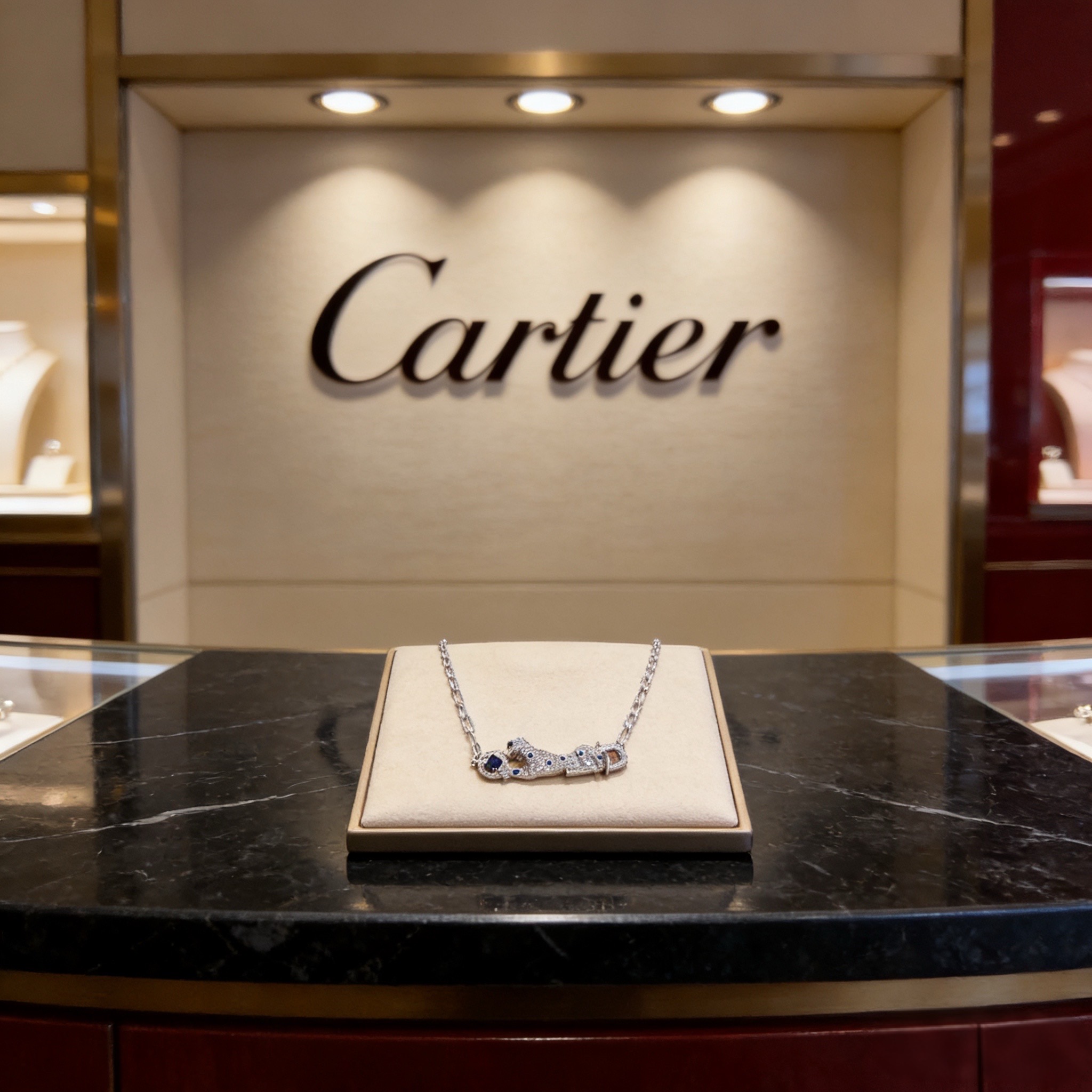 卡地亚镶钻猎豹项链 高端定制版本 镶嵌钻工艺 V金材质 经典而时尚风格 用凌厉线条重构爱情美学！打破常规