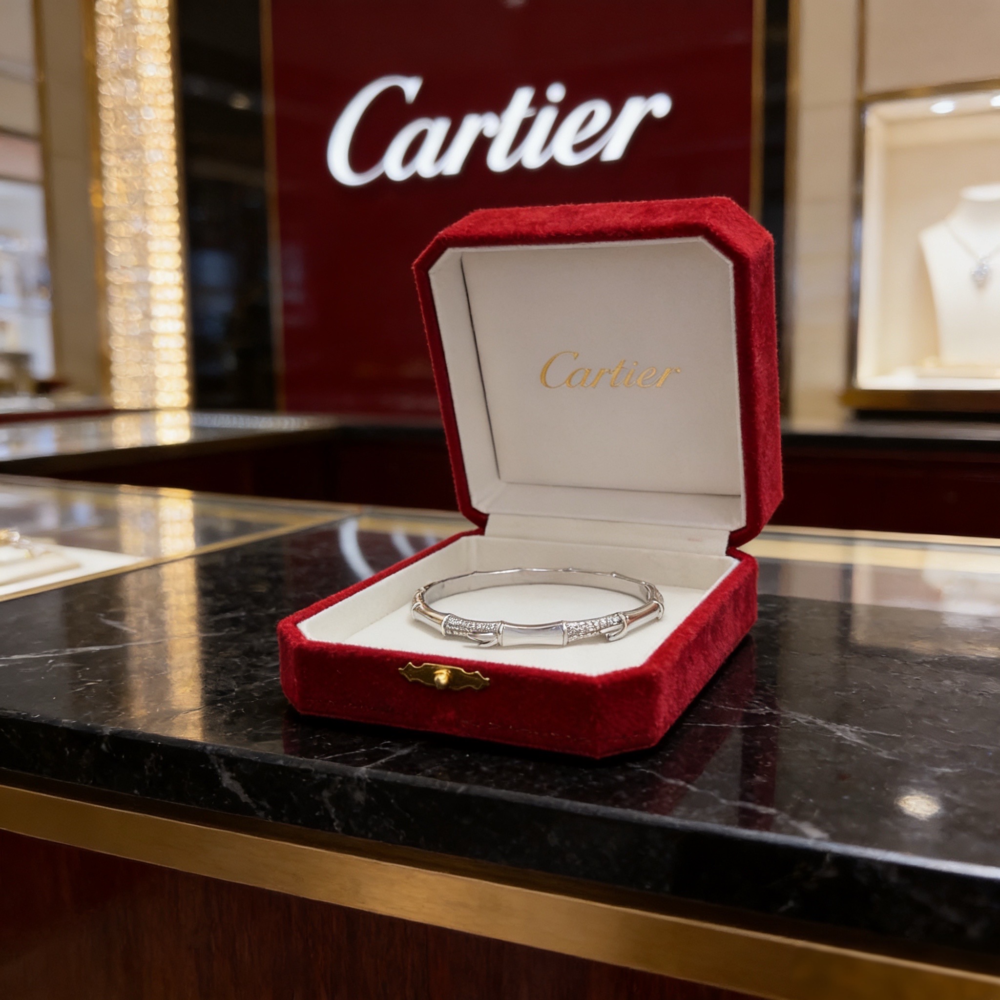 卡地亚镶钻手镯 高端定制版本 镶嵌钻工艺 V金材质 经典而时尚风格 用凌厉线条重构爱情美学！打破常规，镶