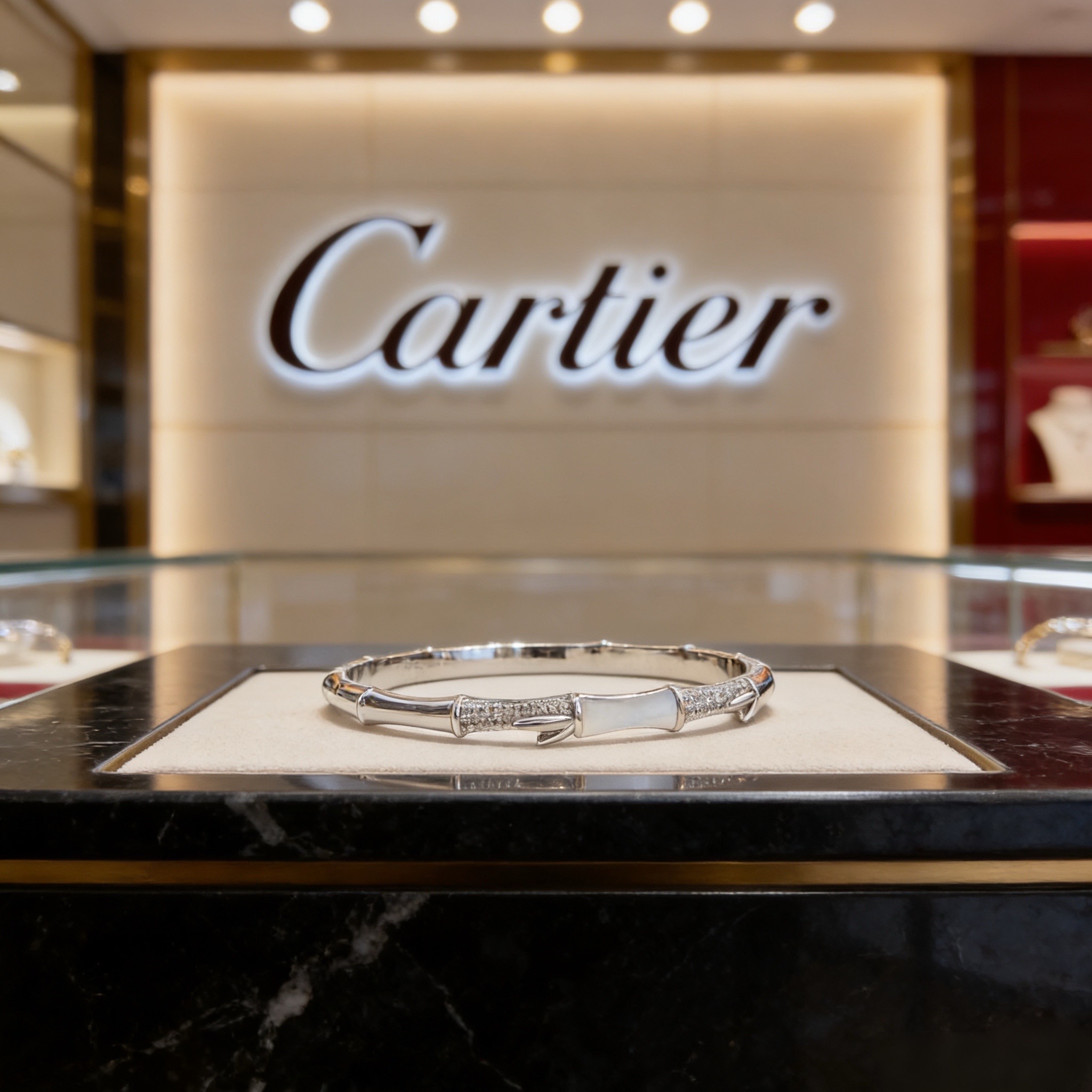 卡地亚镶钻手镯 高端定制版本 镶嵌钻工艺 V金材质 经典而时尚风格 用凌厉线条重构爱情美学！打破常规，镶