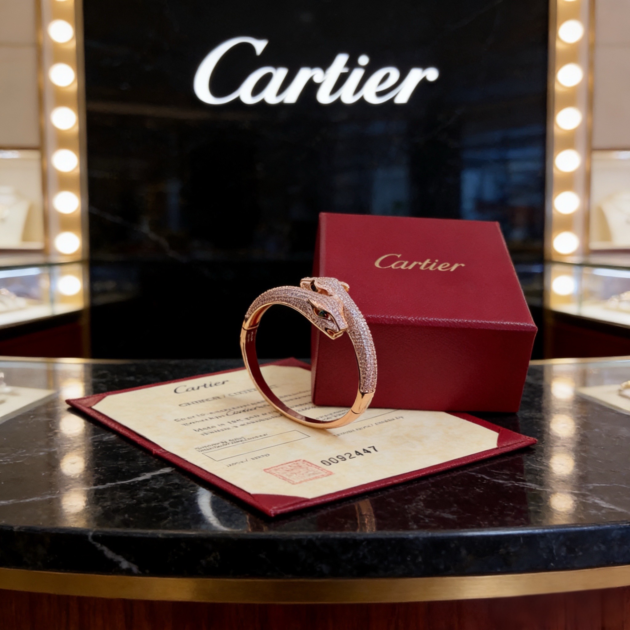 卡地亚镶钻豹子手镯 高端定制版本 镶嵌钻工艺 V金材质 经典而时尚风格 用凌厉线条重构爱情美学！打破常规