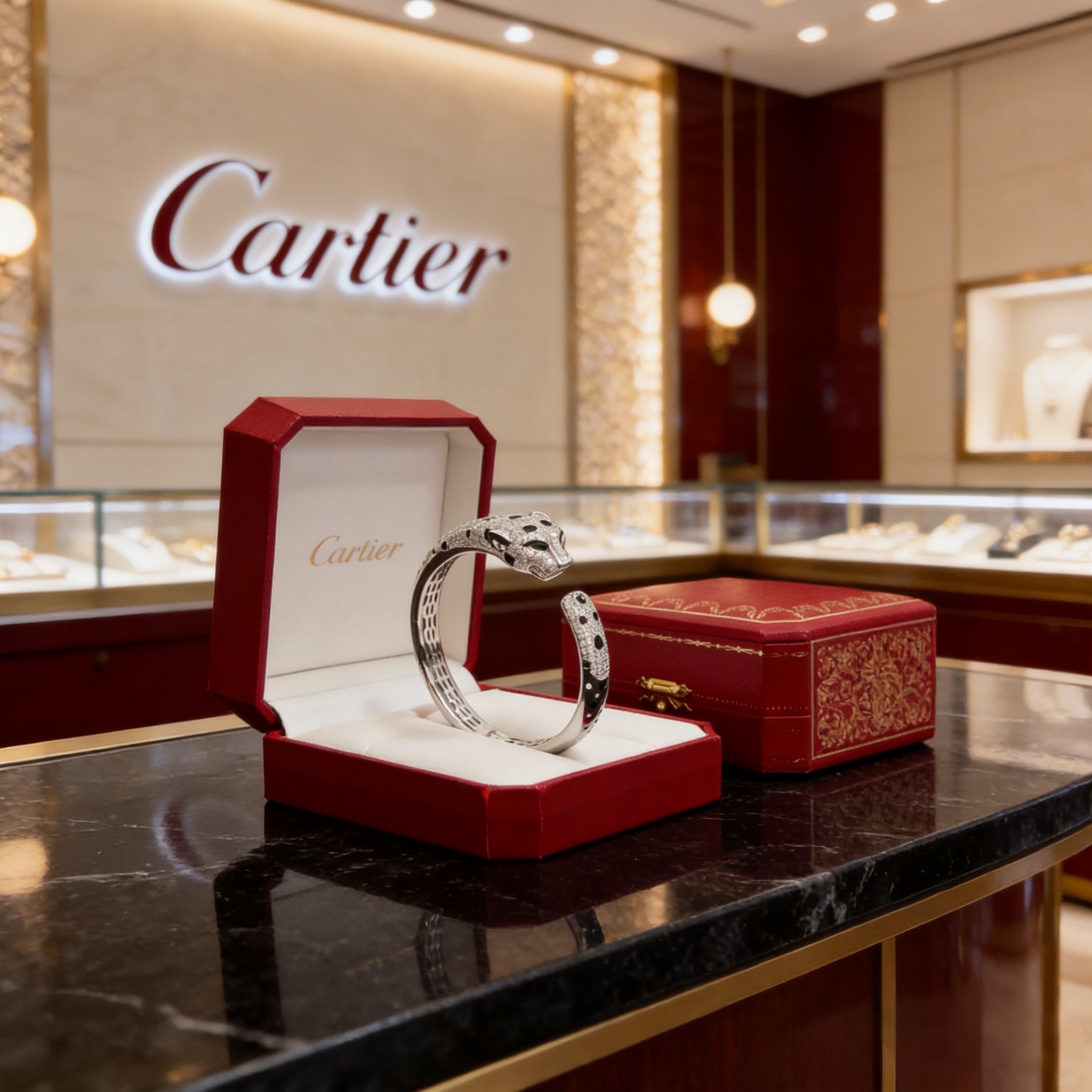 卡地亚镶钻豹子手镯 高端定制版本 镶嵌钻工艺 V金材质 经典而时尚风格 用凌厉线条重构爱情美学！打破常规