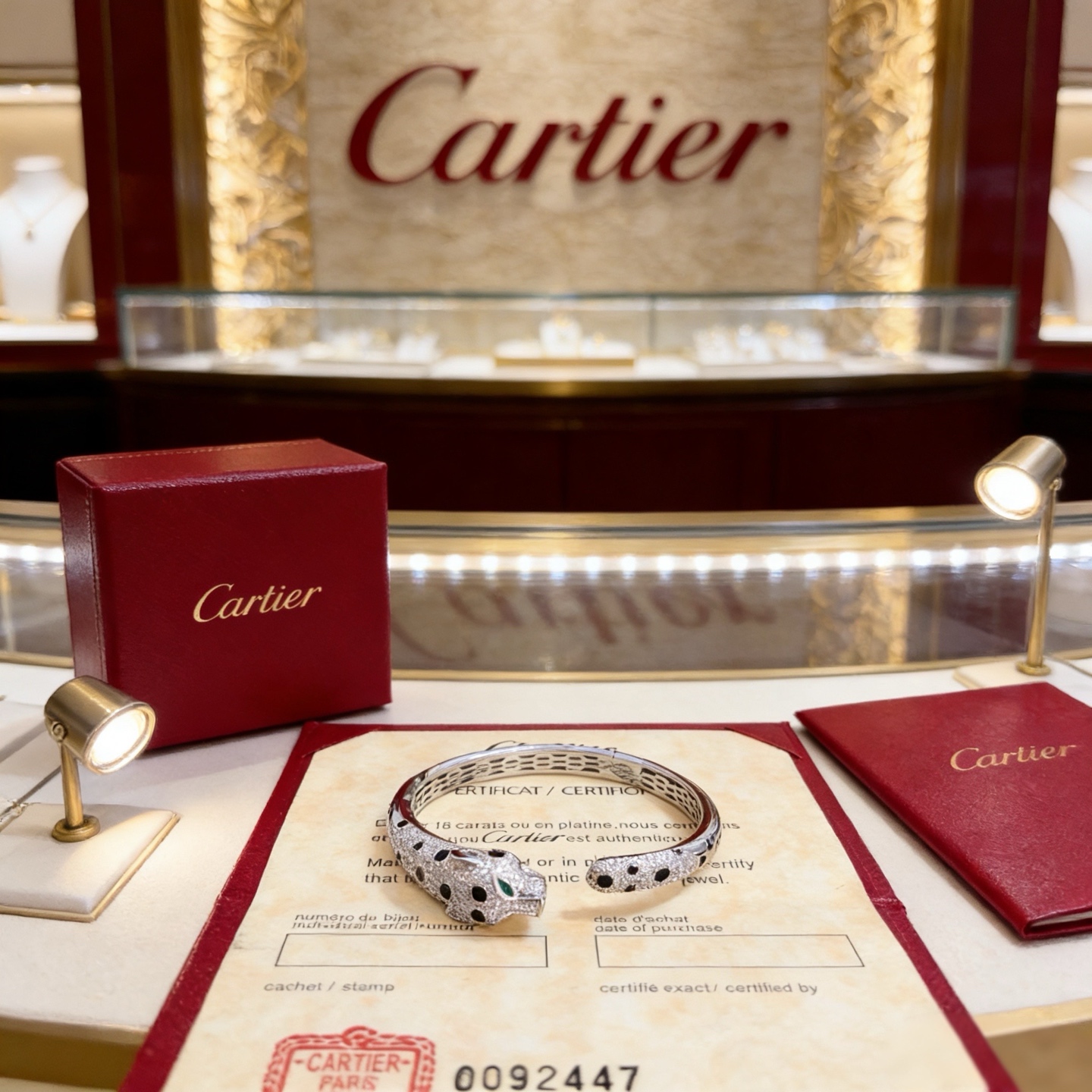 卡地亚镶钻豹子手镯 高端定制版本 镶嵌钻工艺 V金材质 经典而时尚风格 用凌厉线条重构爱情美学！打破常规