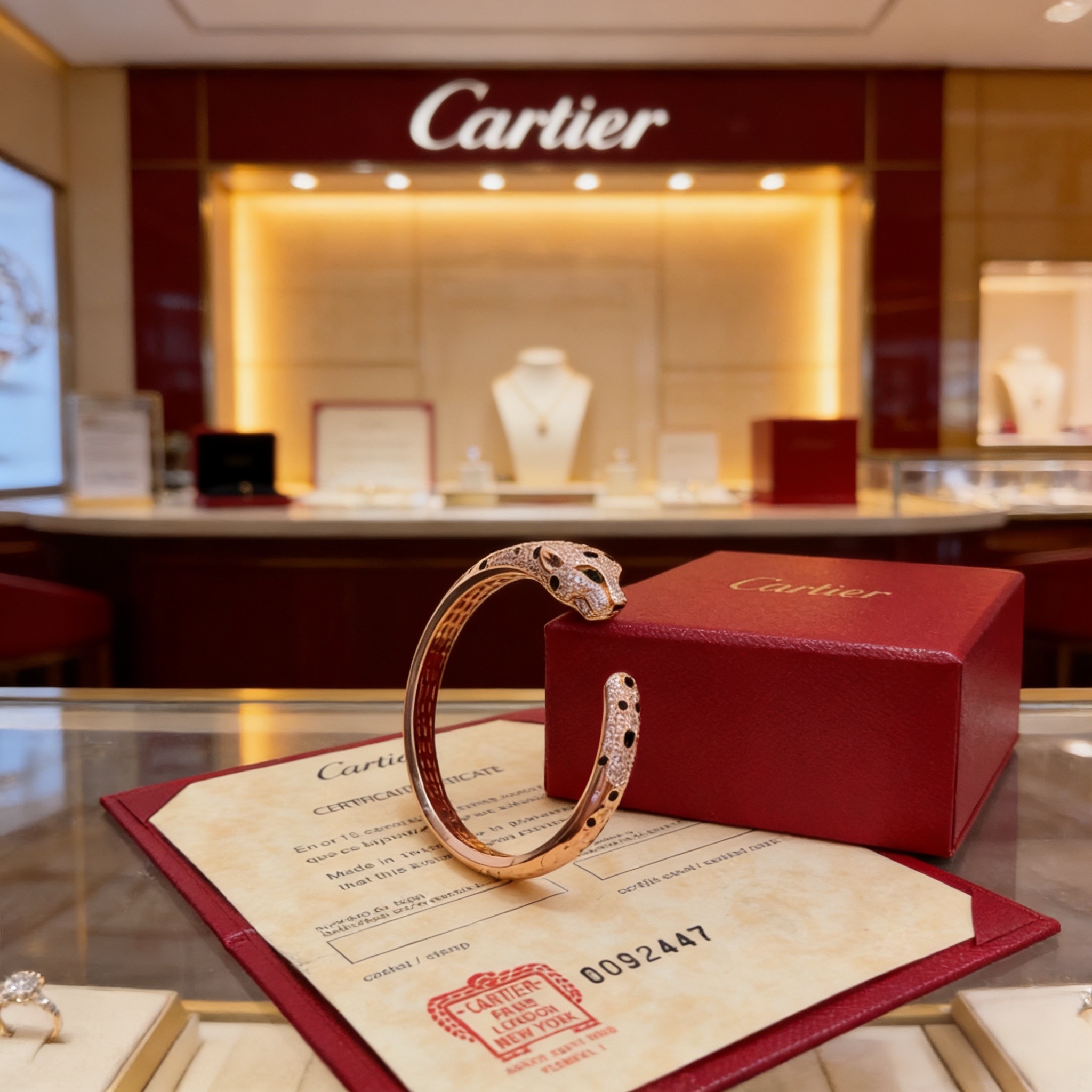 卡地亚镶钻豹子手镯 高端定制版本 镶嵌钻工艺 V金材质 经典而时尚风格 用凌厉线条重构爱情美学！打破常规