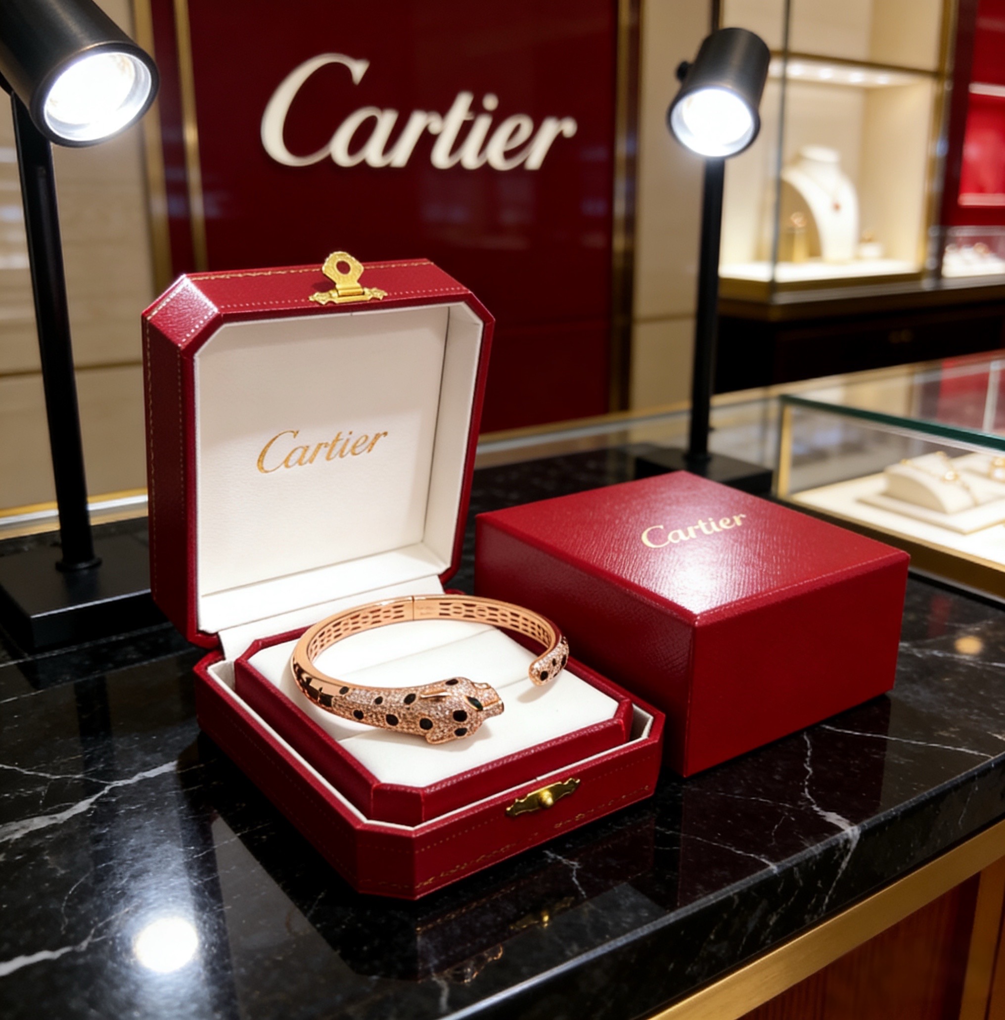 卡地亚镶钻豹子手镯 高端定制版本 镶嵌钻工艺 V金材质 经典而时尚风格 用凌厉线条重构爱情美学！打破常规